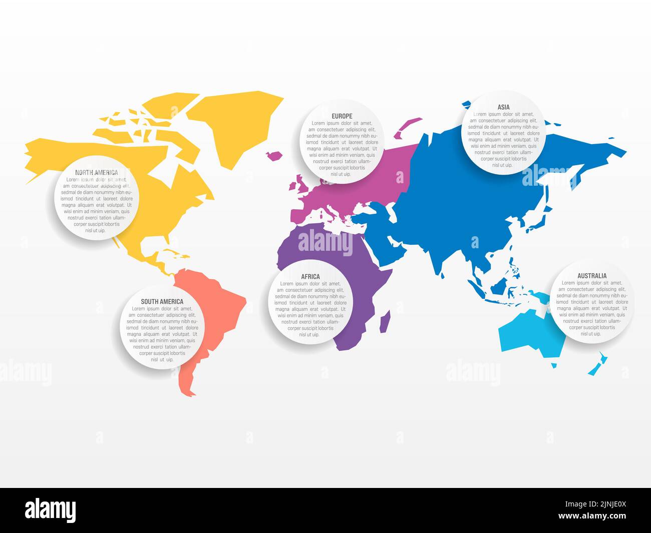 World map and continents infographics Stock Vector