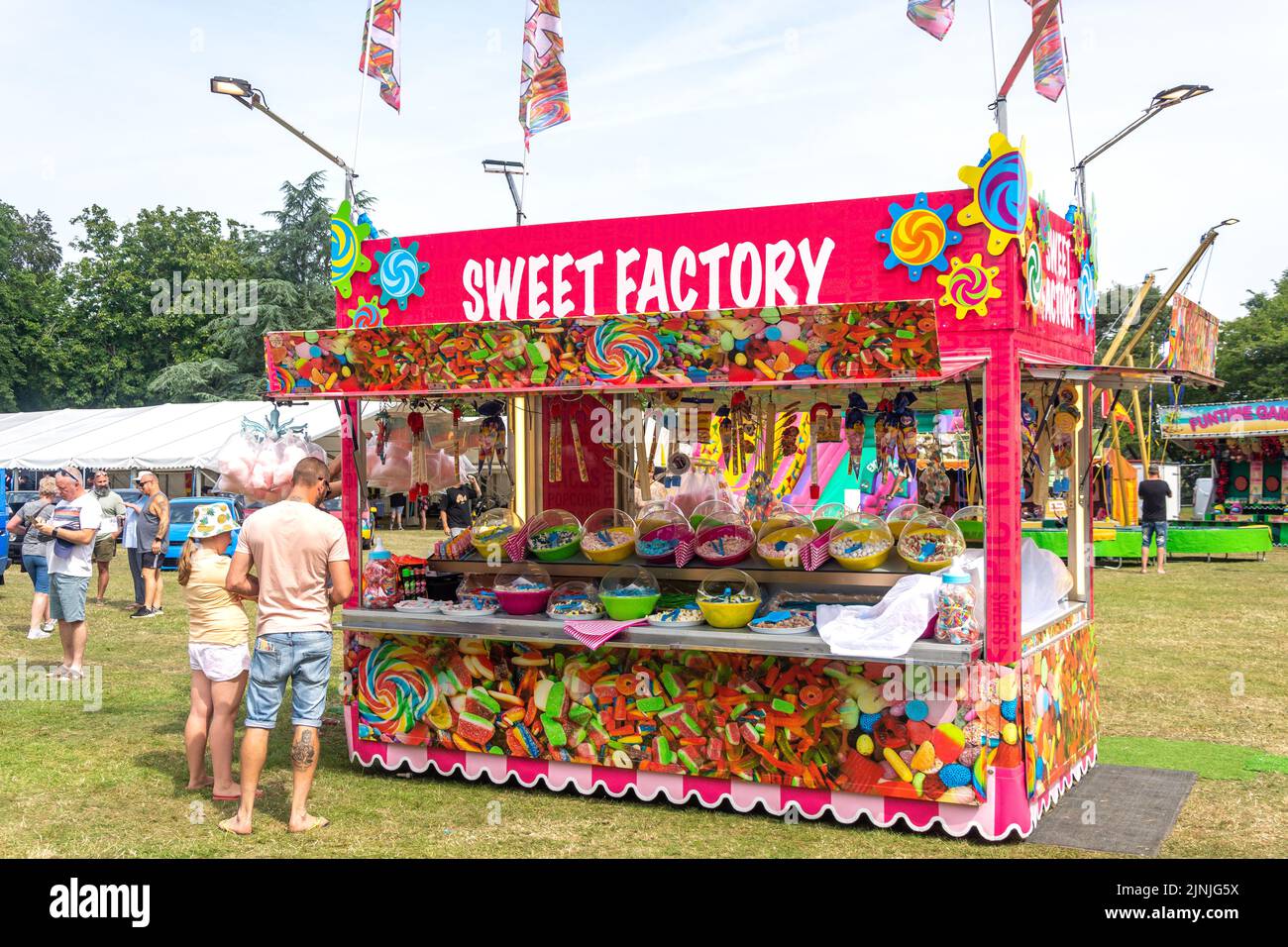 Sweet Factory stall at 'Dubs at the Castle' VW camping festival, Caldicot Castle grounds, Caldicot, Monmouthshire, Wales (Cymru), United Kingdom Stock Photo
