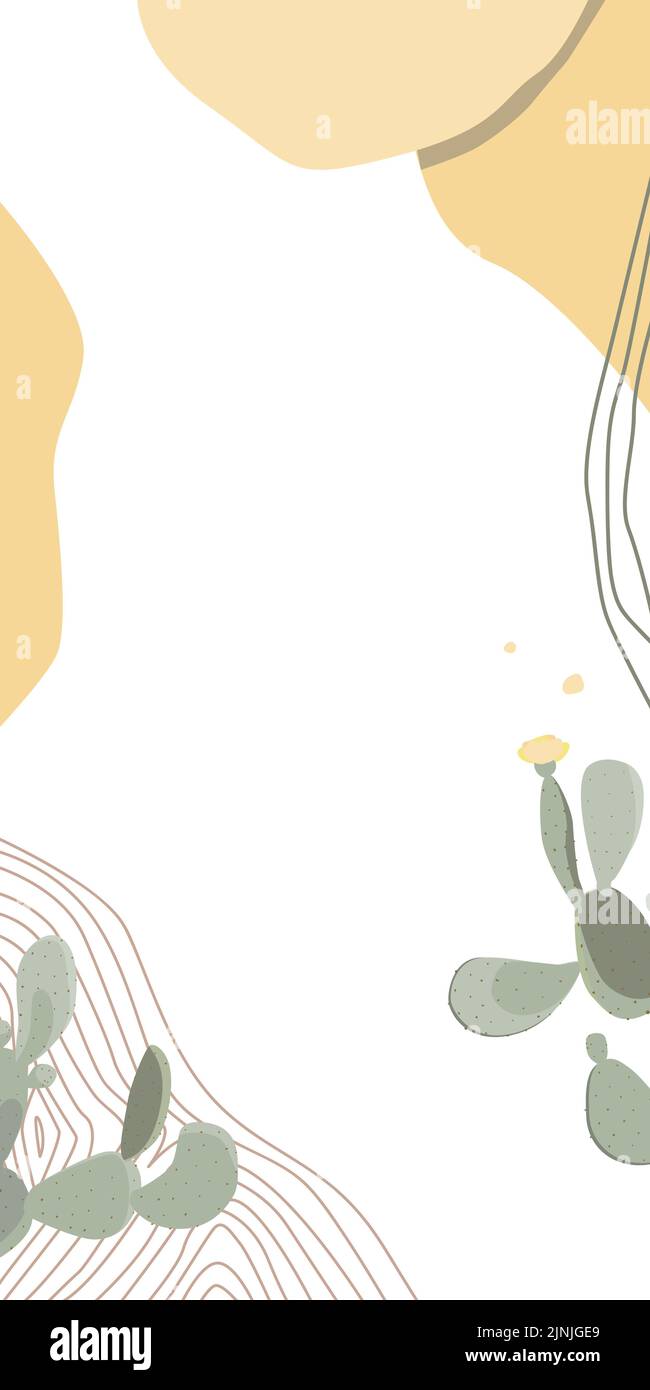Modern summer vertical abstract background template with prickly pear cactus. Vector illustration Stock Vector