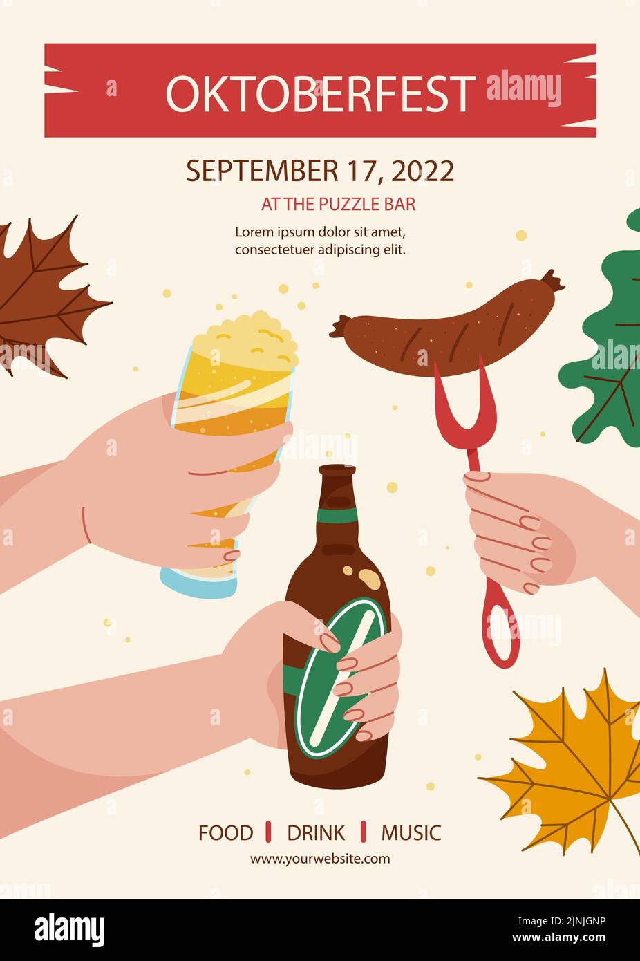 Flat oktoberfest vertical poster template Vector illustration Stock ...