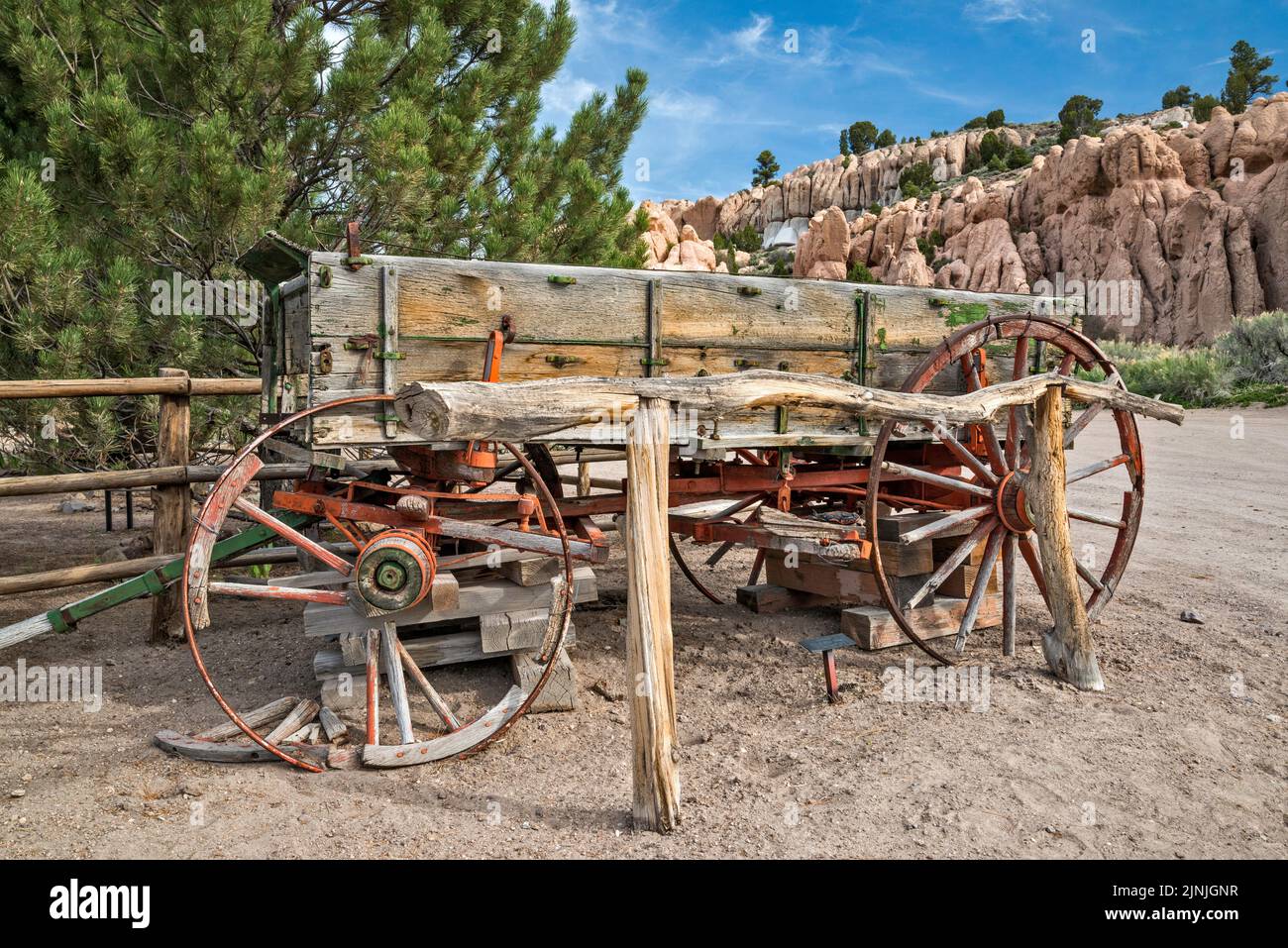 Old wagon, at Moody Cabin, 1870's, pioneer house at Spring