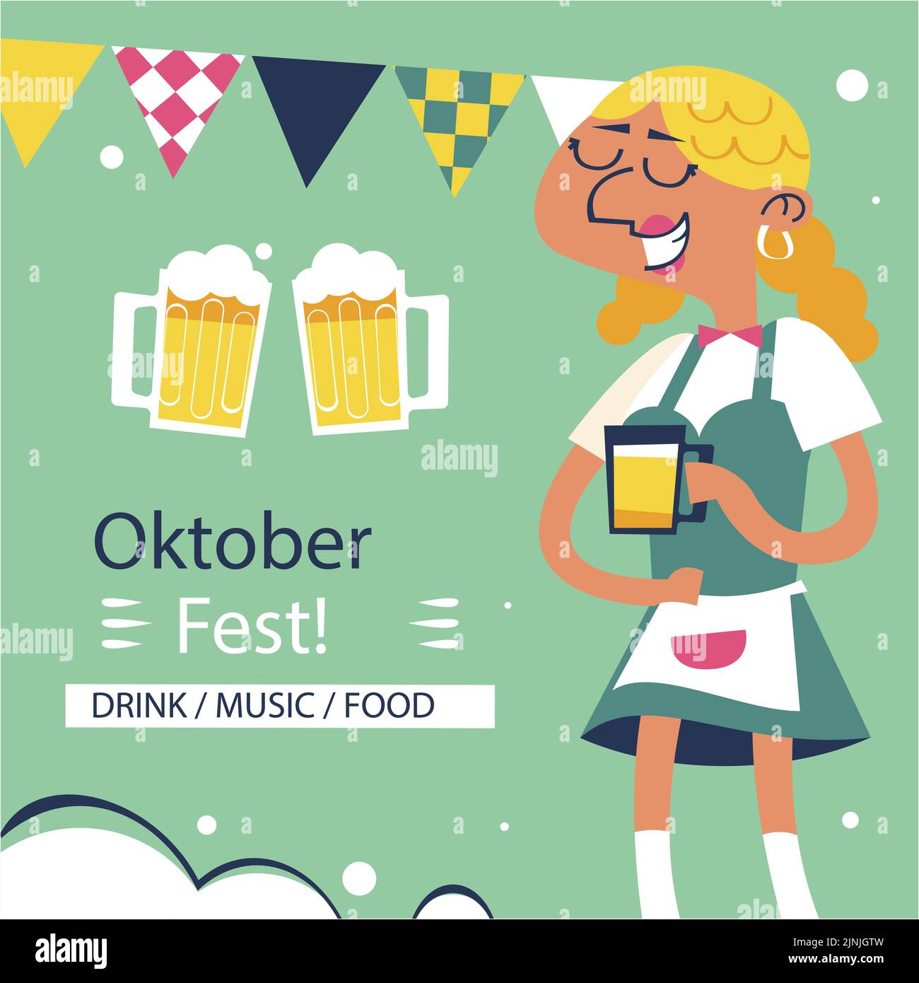Flat oktoberfest posts set Vector illustration Stock Vector Image & Art ...