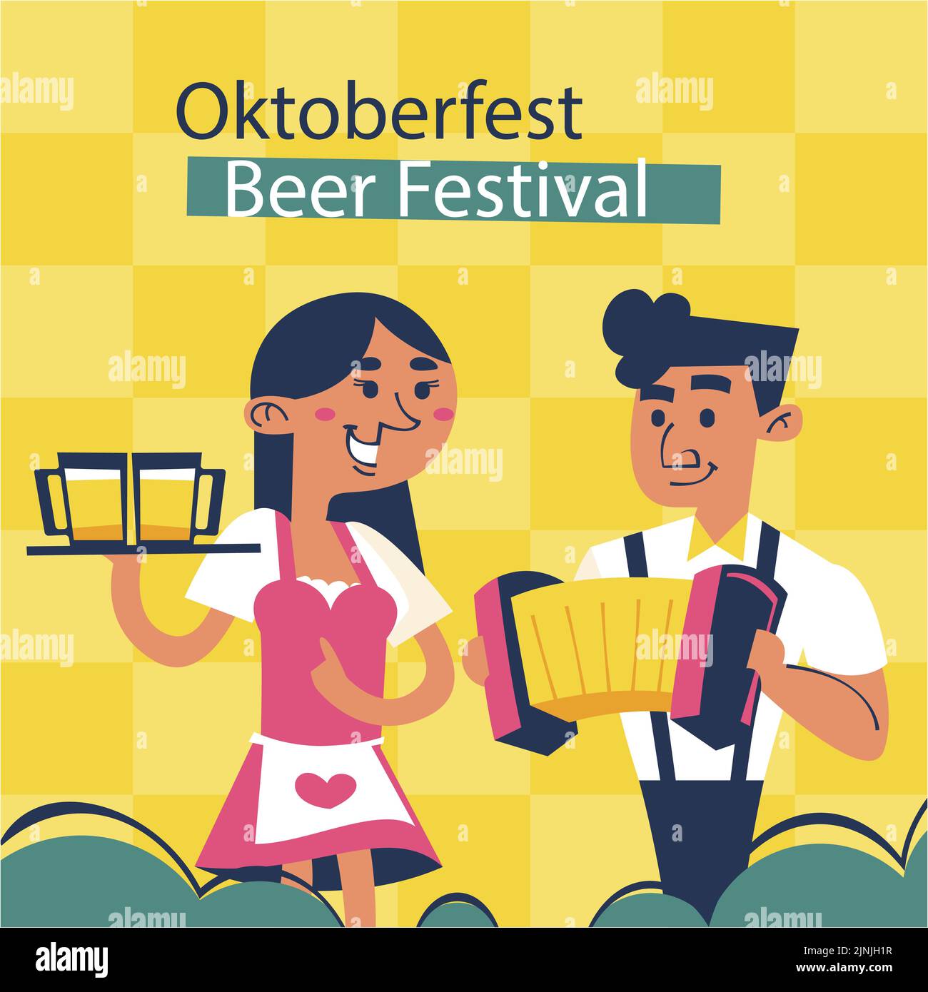 Flat oktoberfest posts set Vector illustration Stock Vector Image & Art ...
