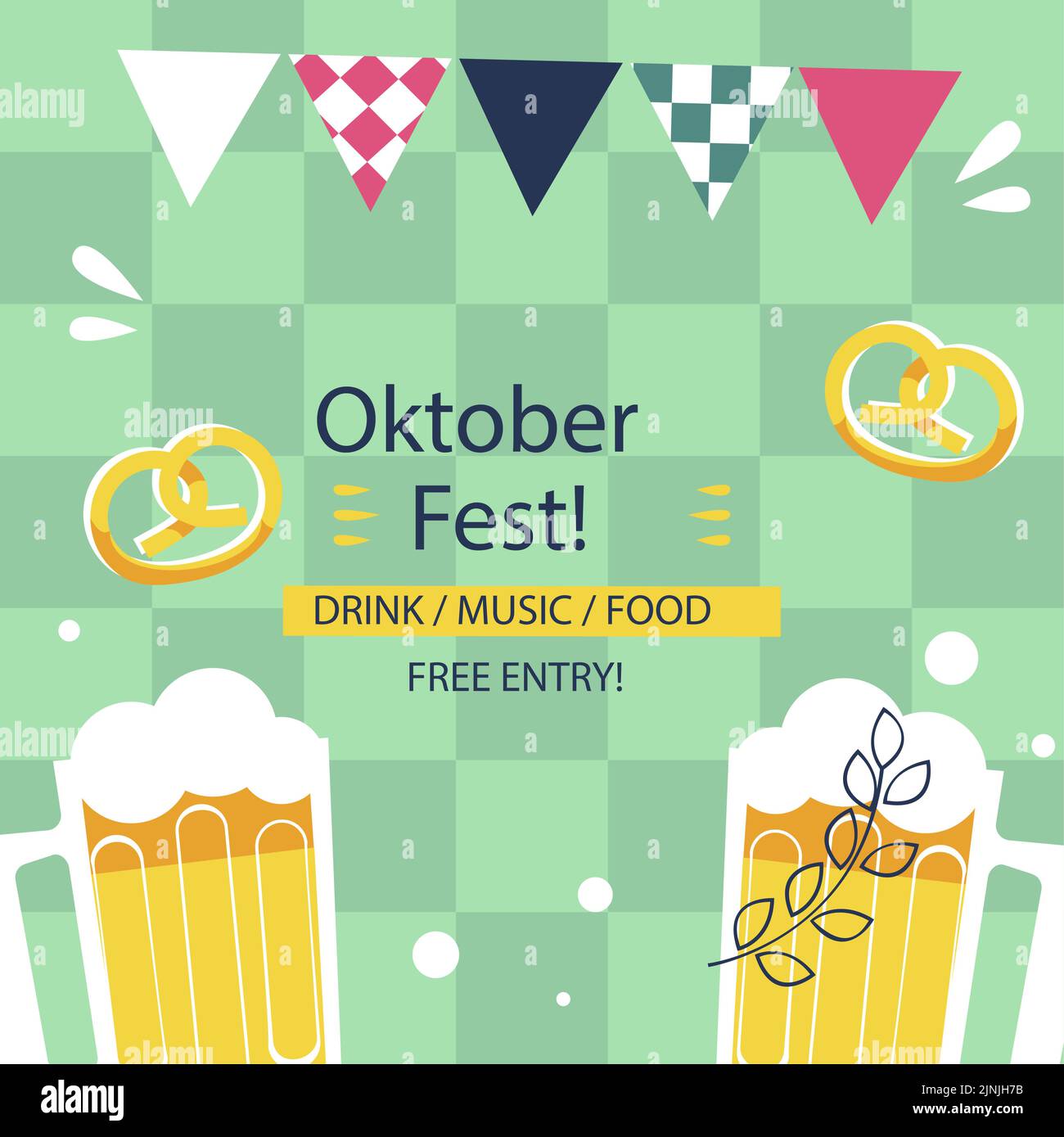 Flat oktoberfest posts set Vector illustration Stock Vector Image & Art ...
