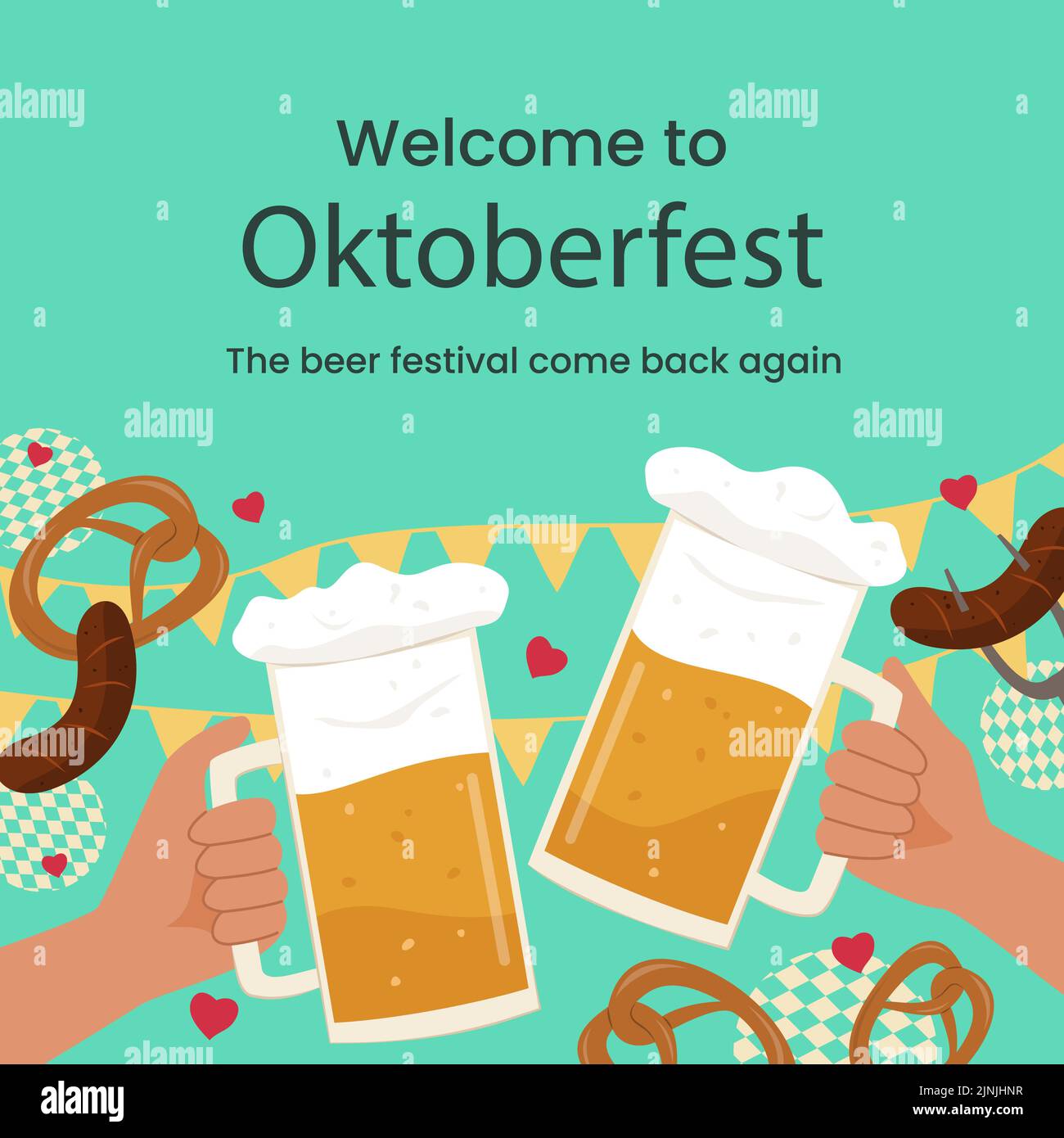 Flat oktoberfest posts set Vector illustration Stock Vector Image & Art ...