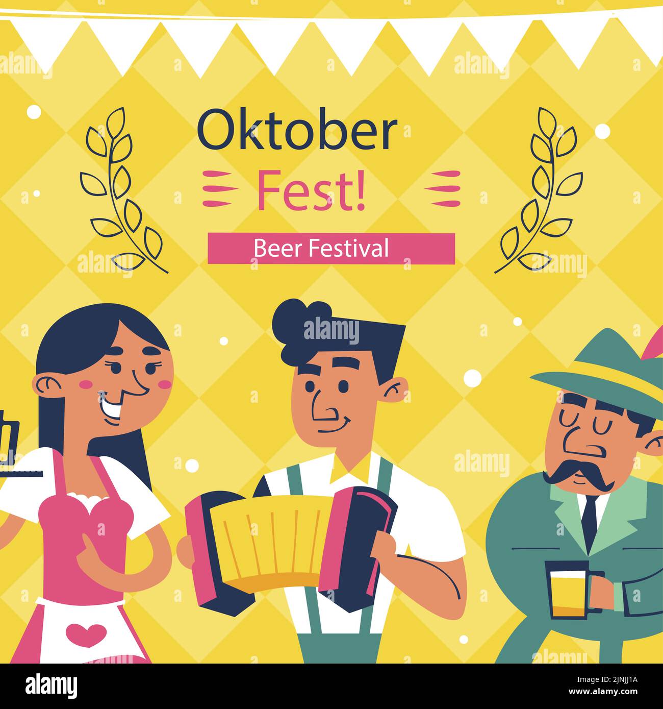 Flat oktoberfest posts set Vector illustration Stock Vector Image & Art ...
