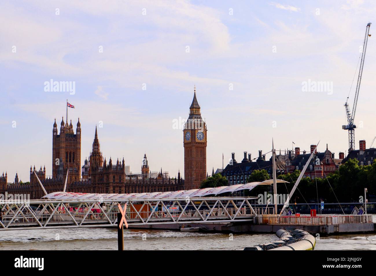 A sunset from London Westminster Bridge, Westminster Palace and Big Ben on the 17th of July, 2022 Stock Photo