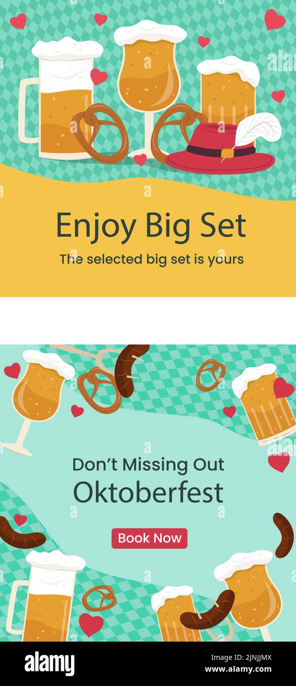 Flat oktoberfest posts set Vector illustration Stock Vector Image & Art ...