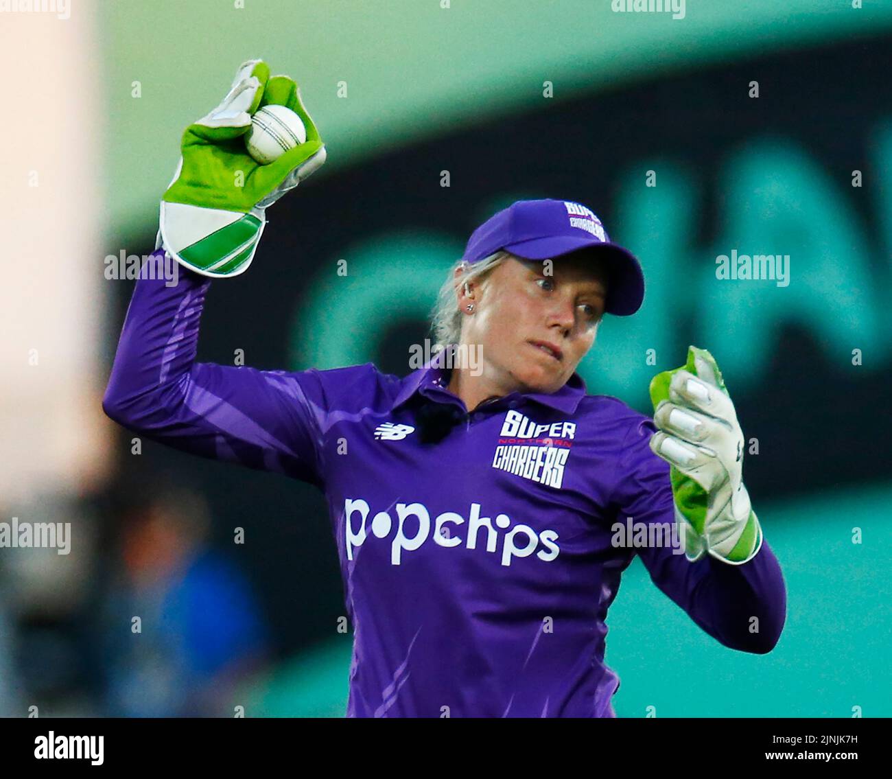 LONDON ENGLAND - AUGUST  11 : Alyssa Healy of Northern Supercharges Women during The Hundred Women match between Oval Invincible's Women against North Stock Photo