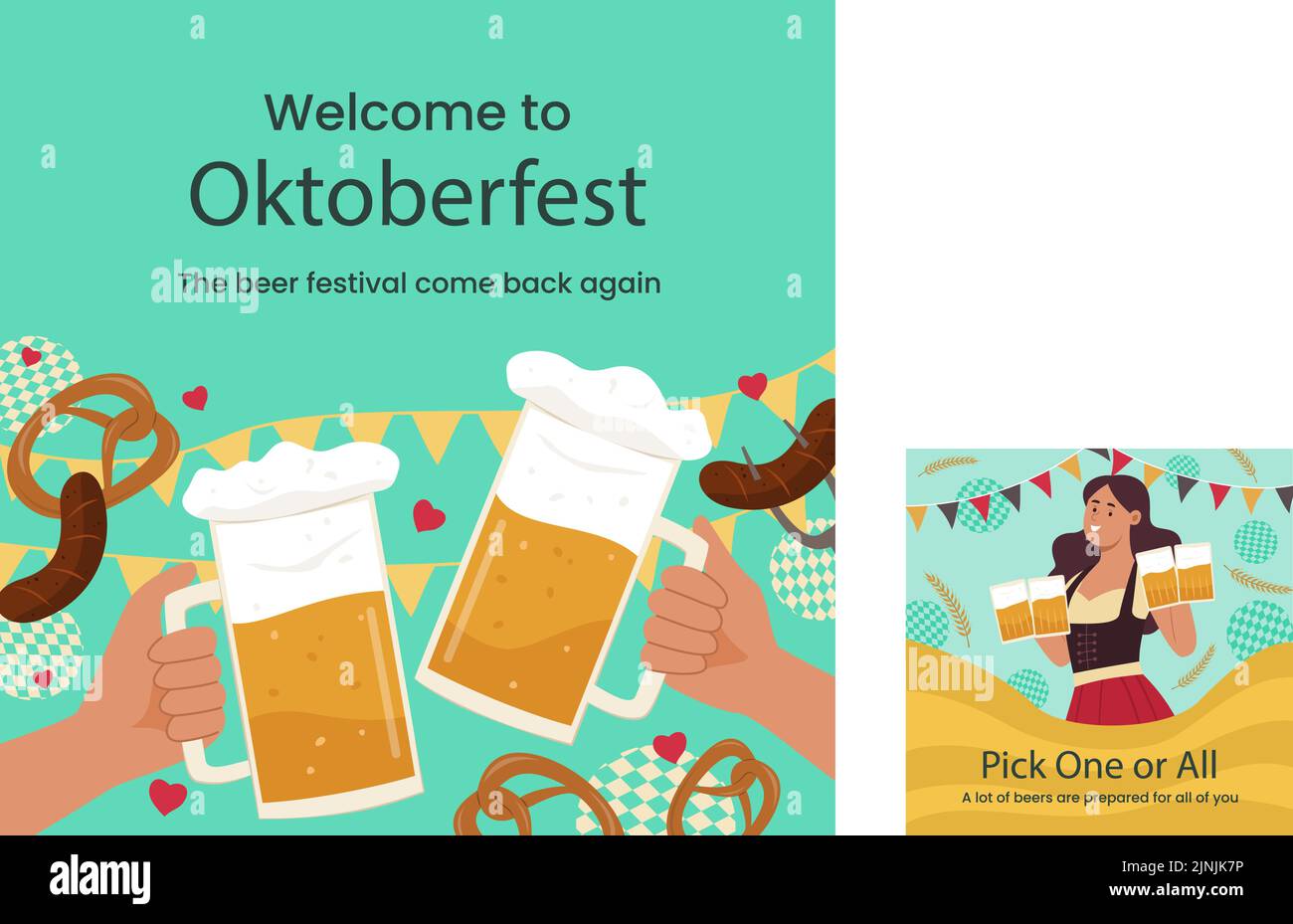 Flat oktoberfest posts set Vector illustration Stock Vector Image & Art ...