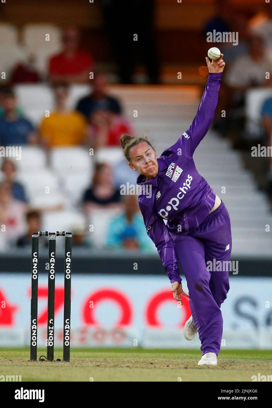 LONDON ENGLAND - AUGUST  11 : Linsey Smith  during The Hundred Women match between Oval Invincible's Women against Northern Supercharges Women at Kia Stock Photo