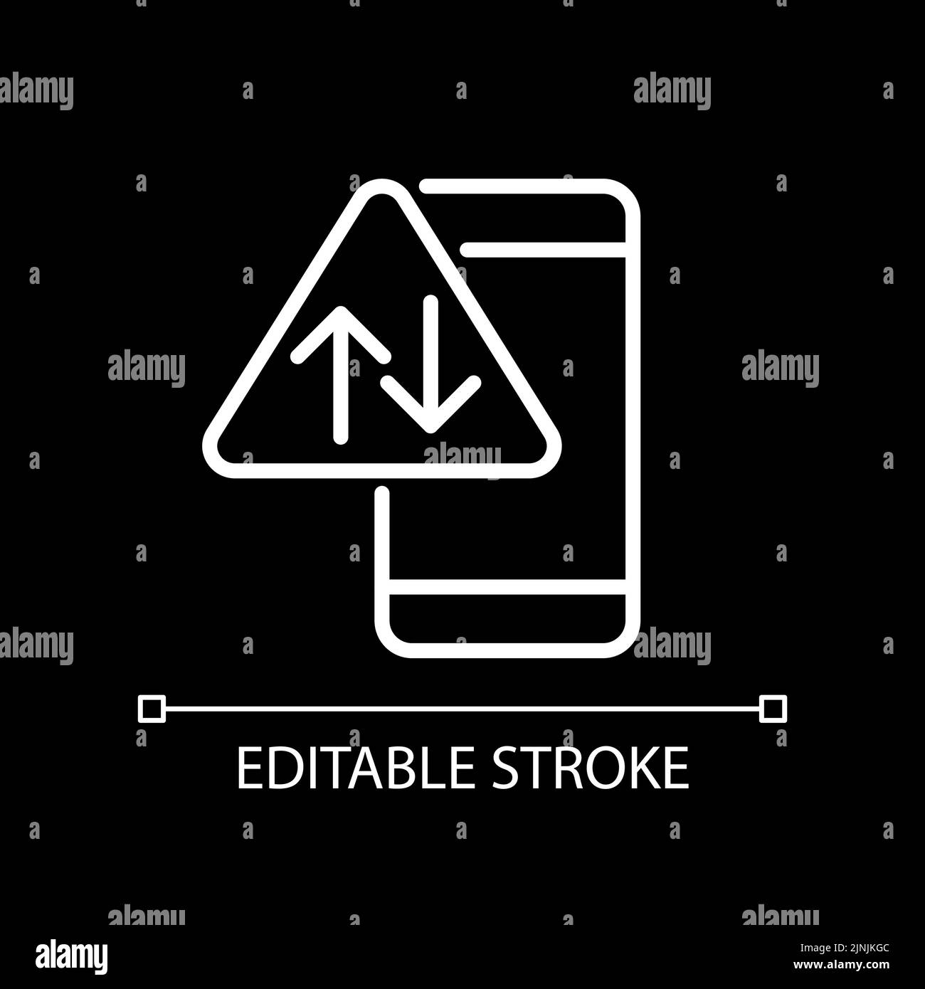 Data usage warning white linear icon for dark theme Stock Vector Image