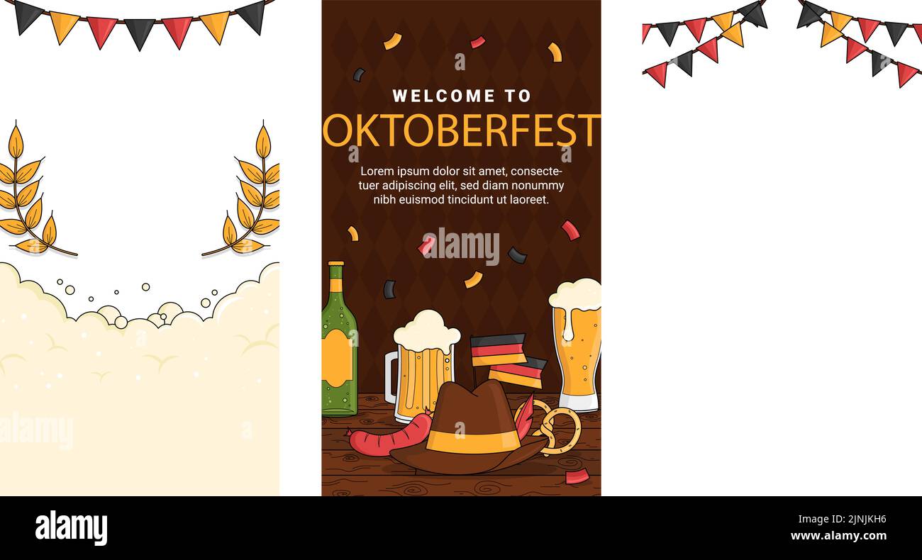 Hand drawn oktoberfest stories set Vector illustration Stock Vector ...