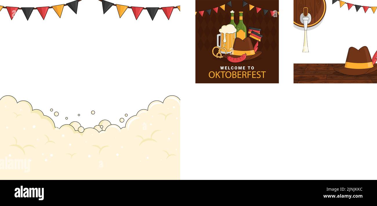 Hand drawn oktoberfest posts set Vector illustration Stock Vector Image ...