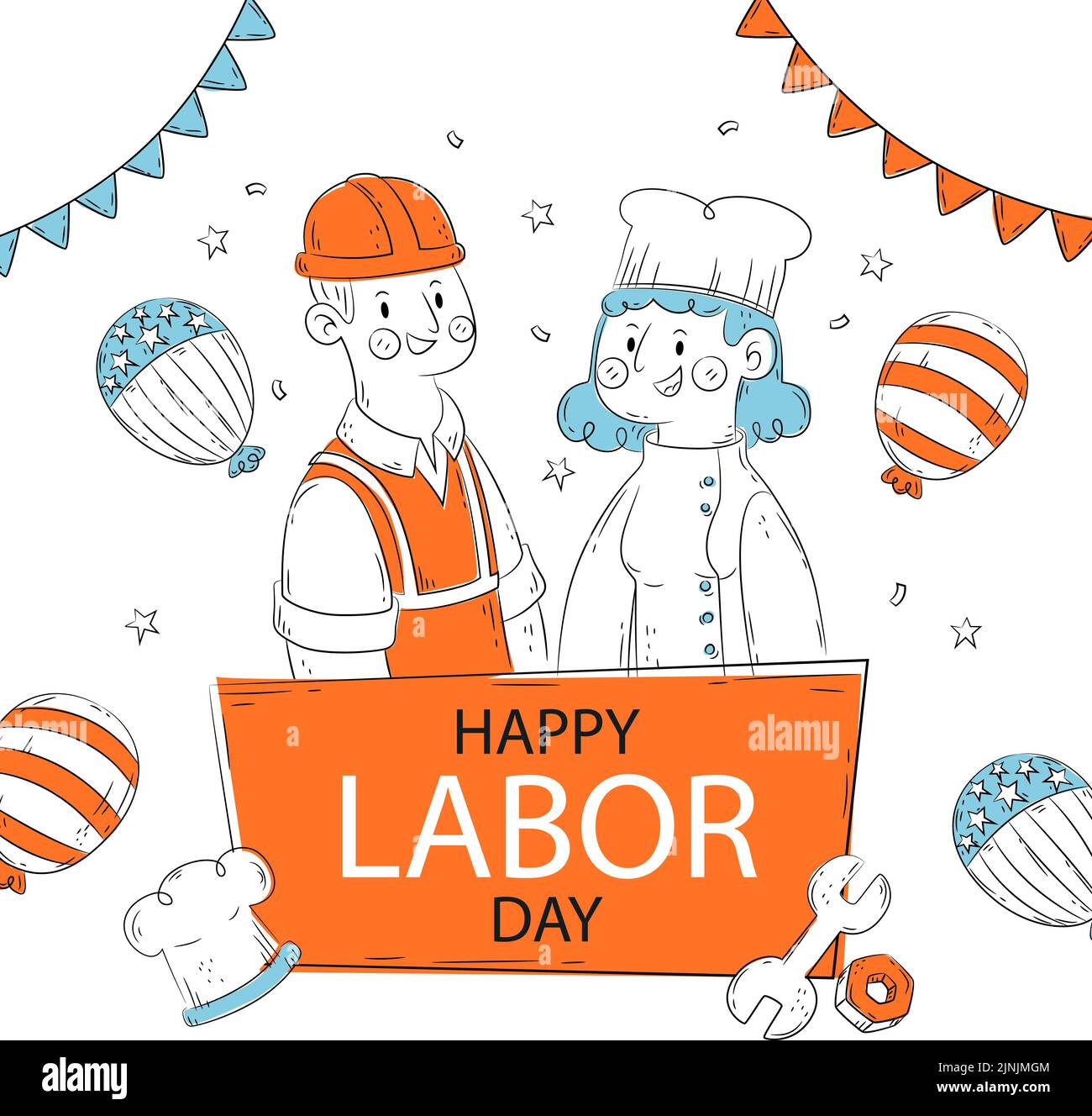 Hand drawn illustration for labor day celebration Vector illustration
