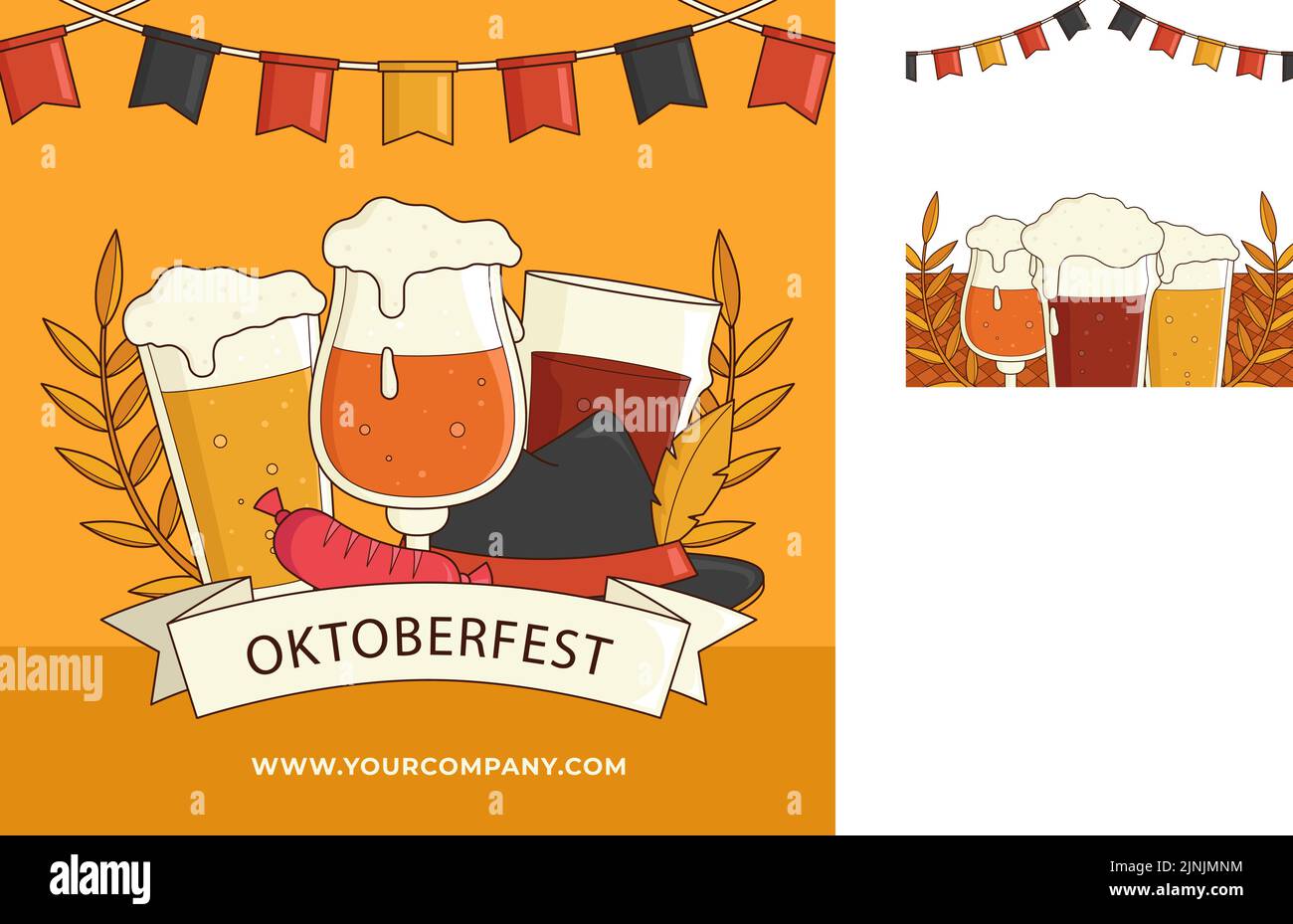Hand drawn oktoberfest posts set Vector illustration Stock Vector Image ...