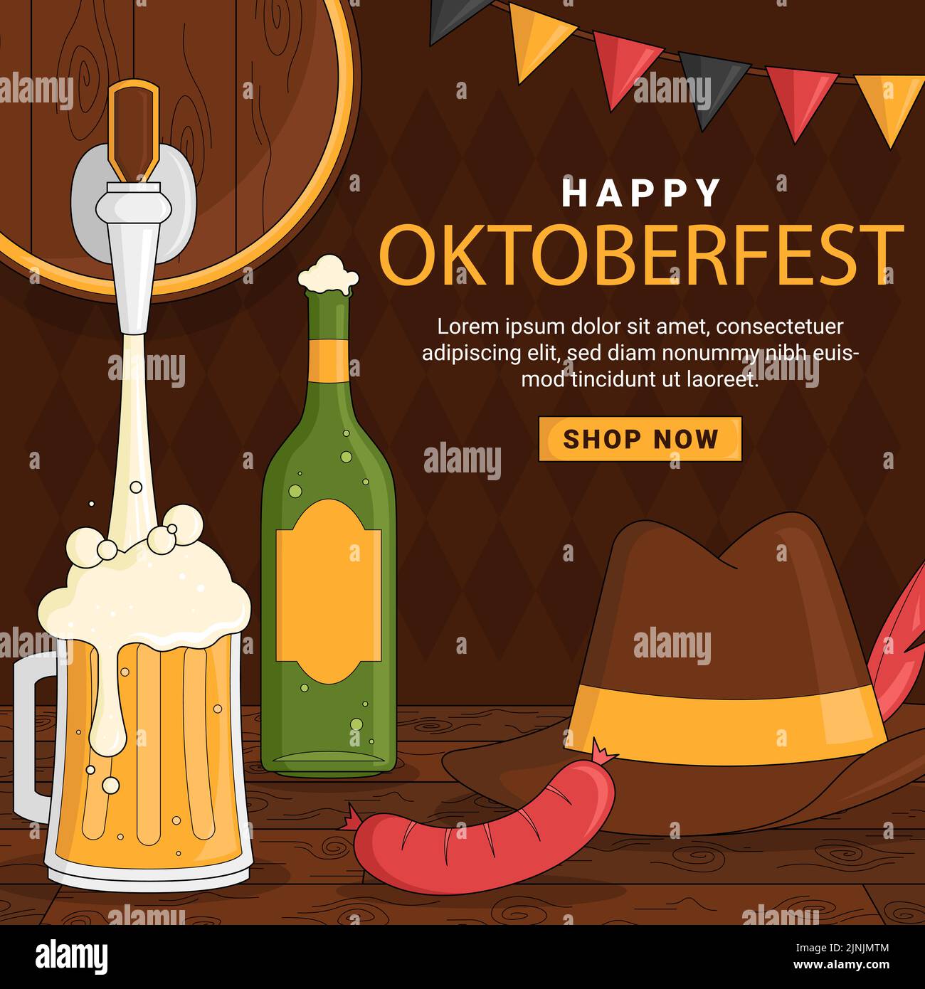Hand drawn oktoberfest posts set Vector illustration Stock Vector Image ...