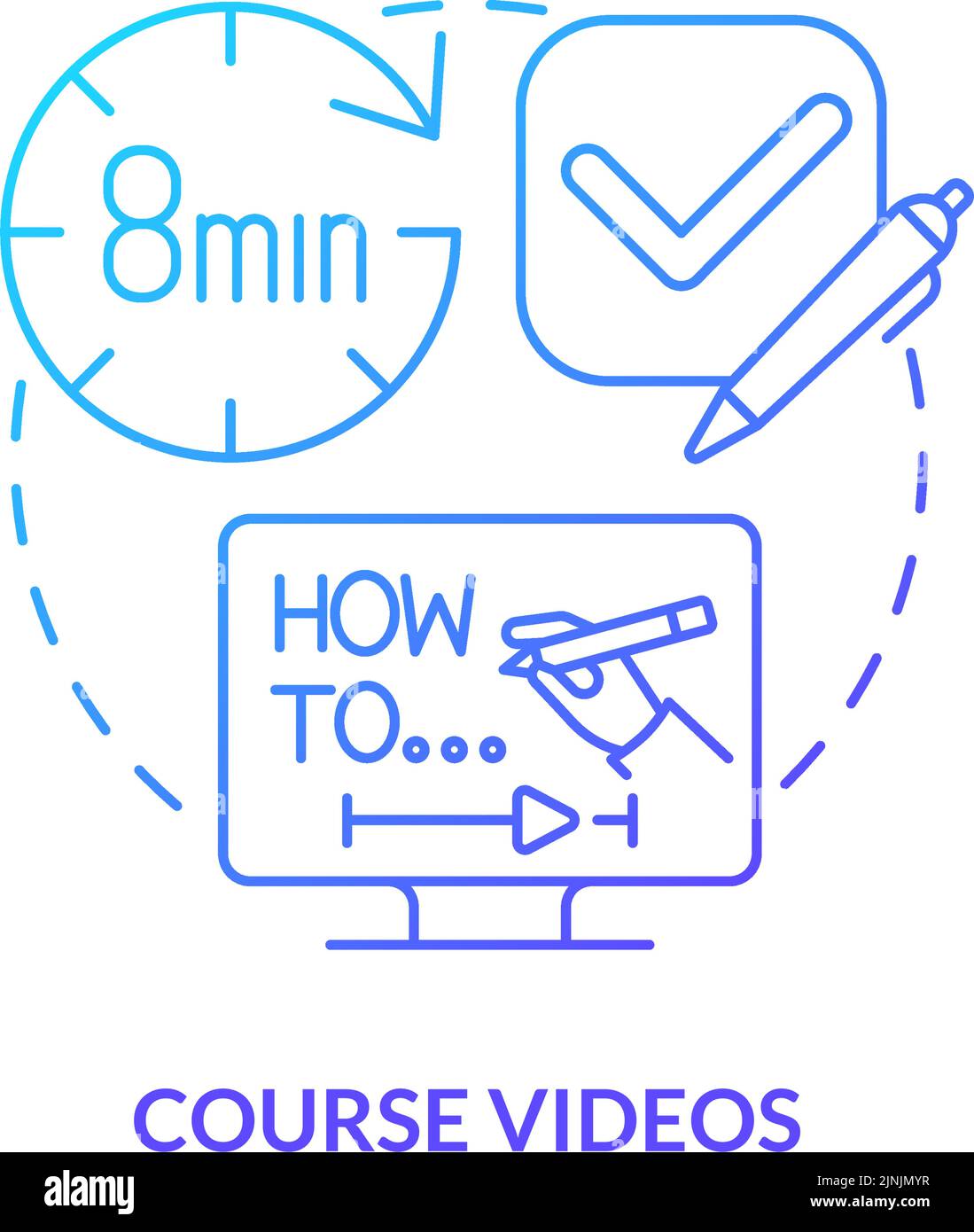 Course videos blue gradient concept icon Stock Vector