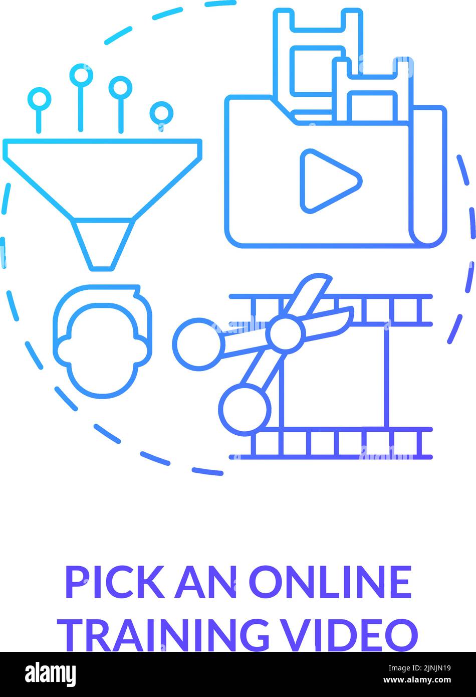 Pick online training video blue gradient concept icon Stock Vector