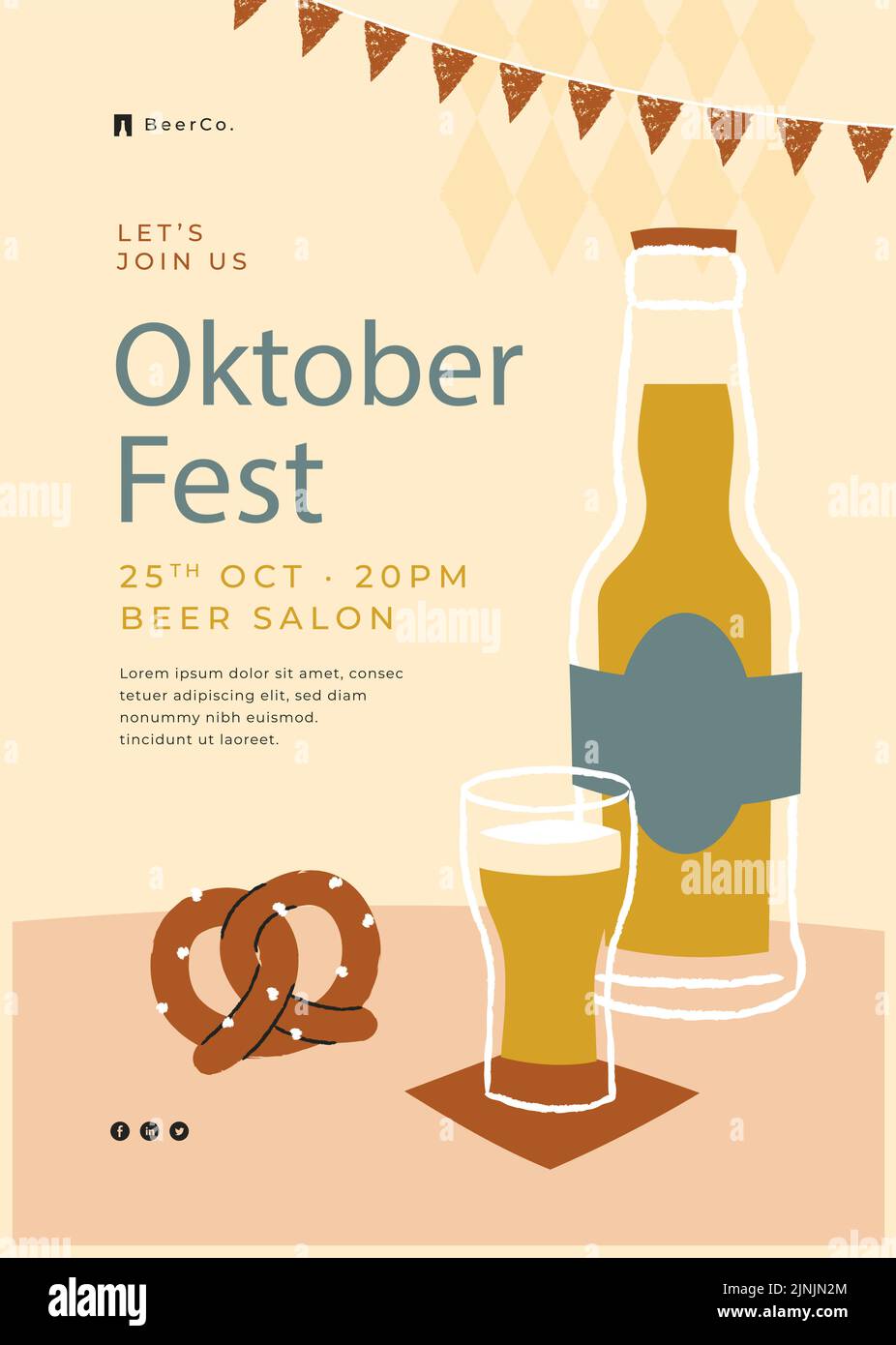 Flat oktoberfest vertical poster template Vector illustration Stock ...