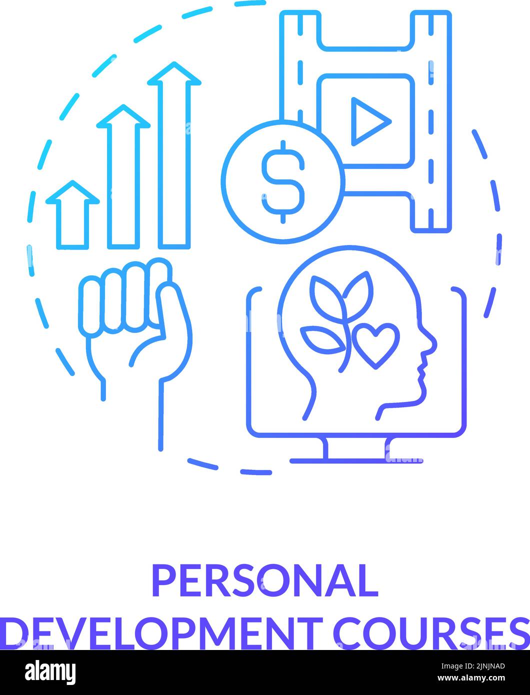Personal development courses blue gradient concept icon stock vector