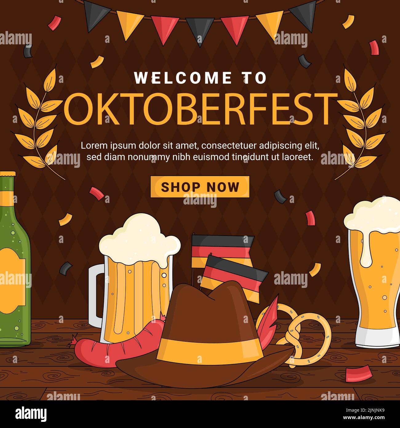 Hand drawn oktoberfest posts set Vector illustration Stock Vector Image ...