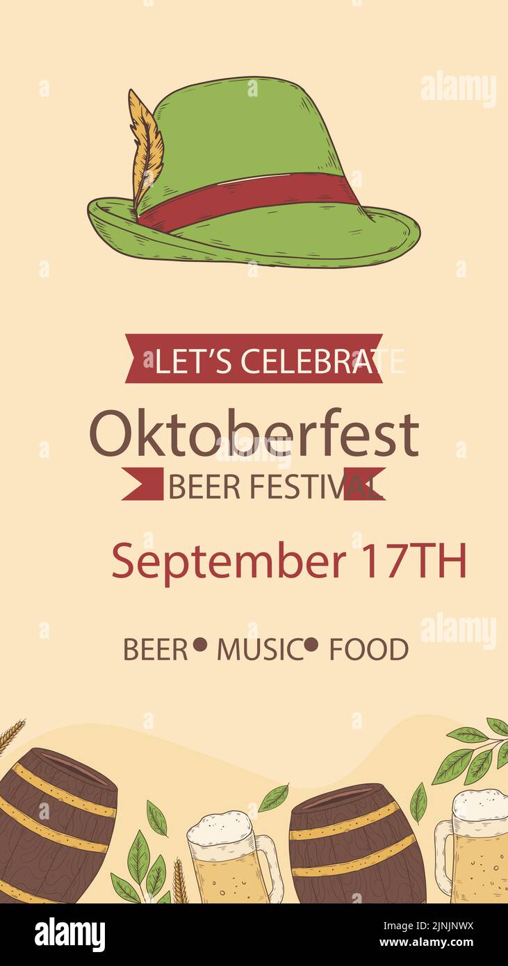 Hand drawn oktoberfest stories set Vector illustration Stock Vector ...
