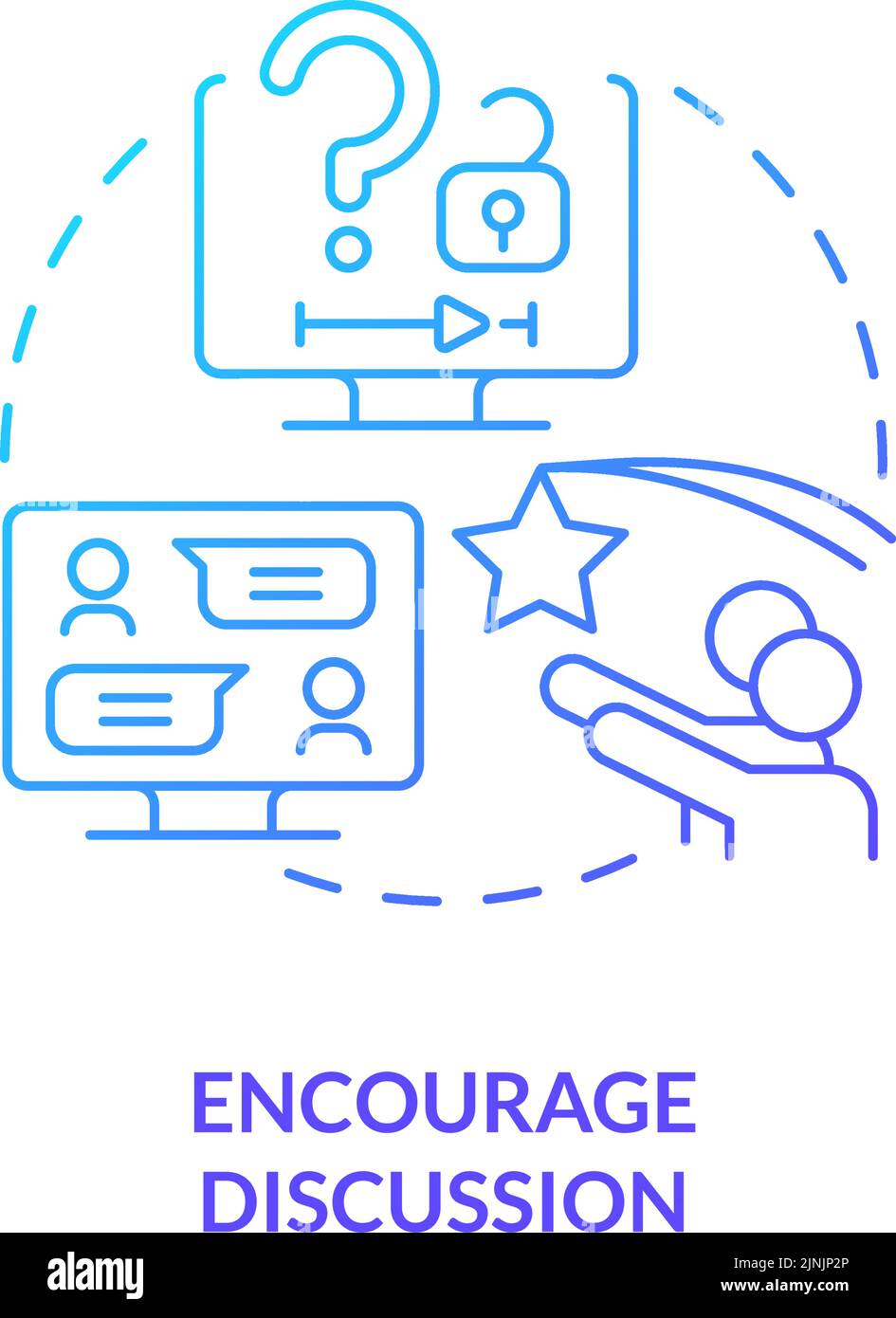 Encourage discussion blue gradient concept icon Stock Vector