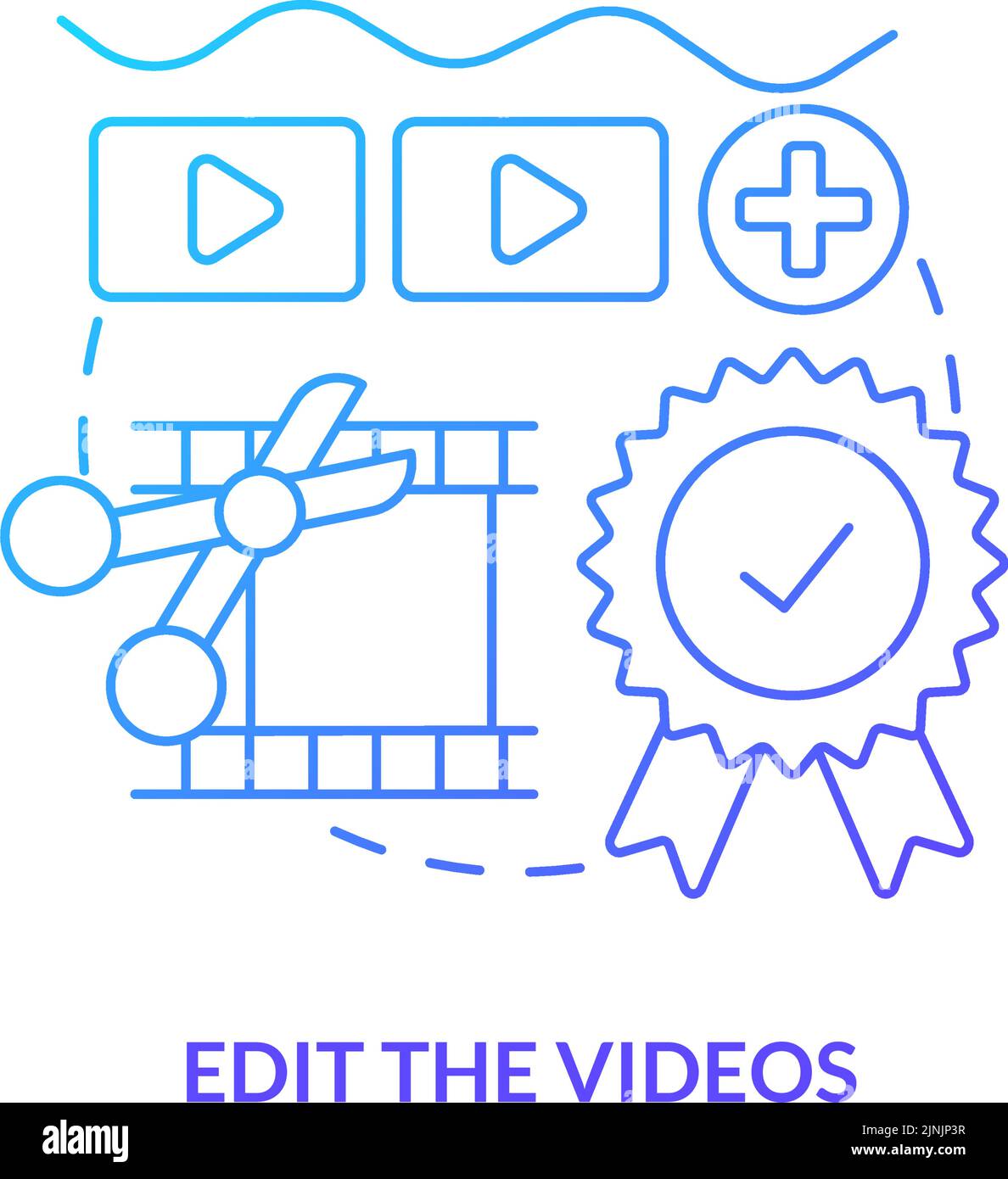 Edit videos blue gradient concept icon Stock Vector