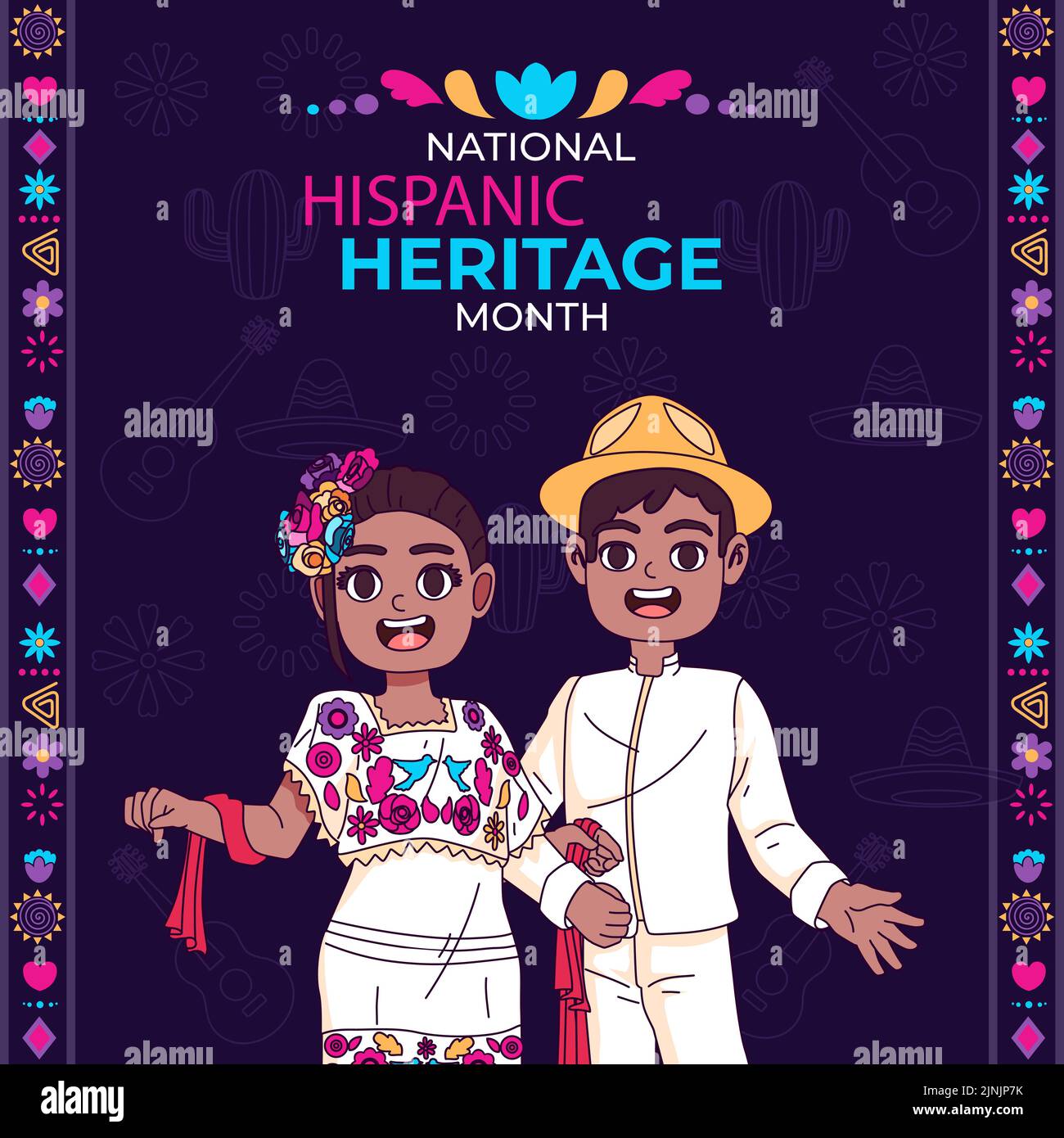 Hand drawn illustration hispanic heritage month Vector illustration ...