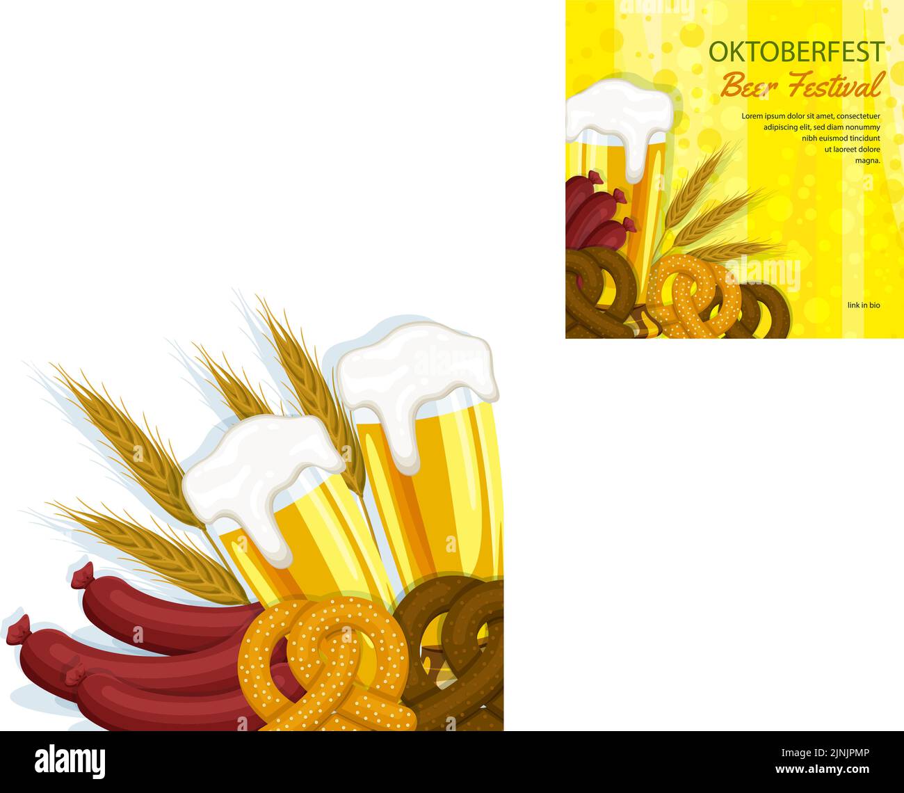 Flat oktoberfest posts set Vector illustration Stock Vector Image & Art ...