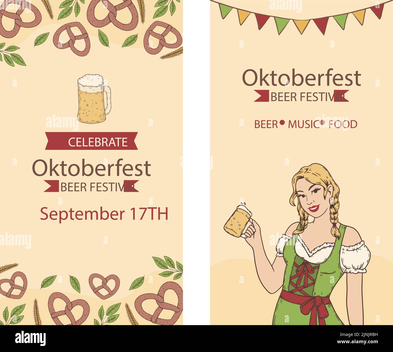 Hand drawn oktoberfest stories set Vector illustration Stock Vector ...