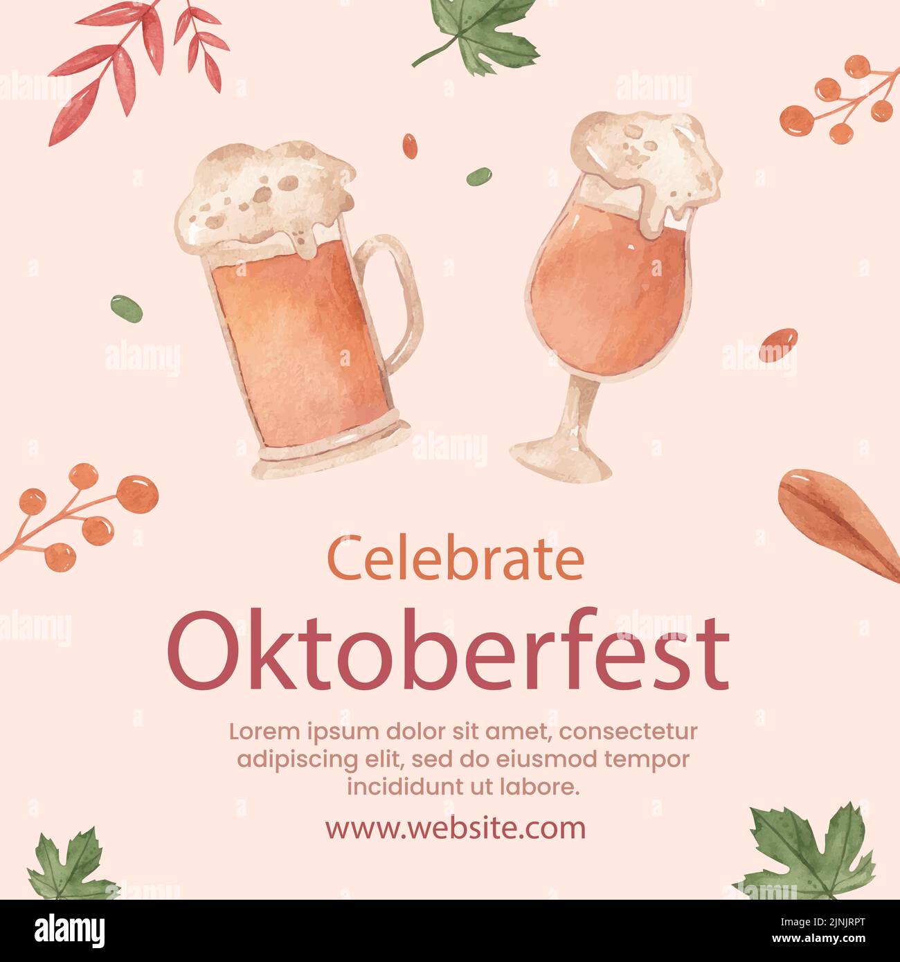 Watercolor oktoberfest posts set Vector illustration Stock Vector Image ...