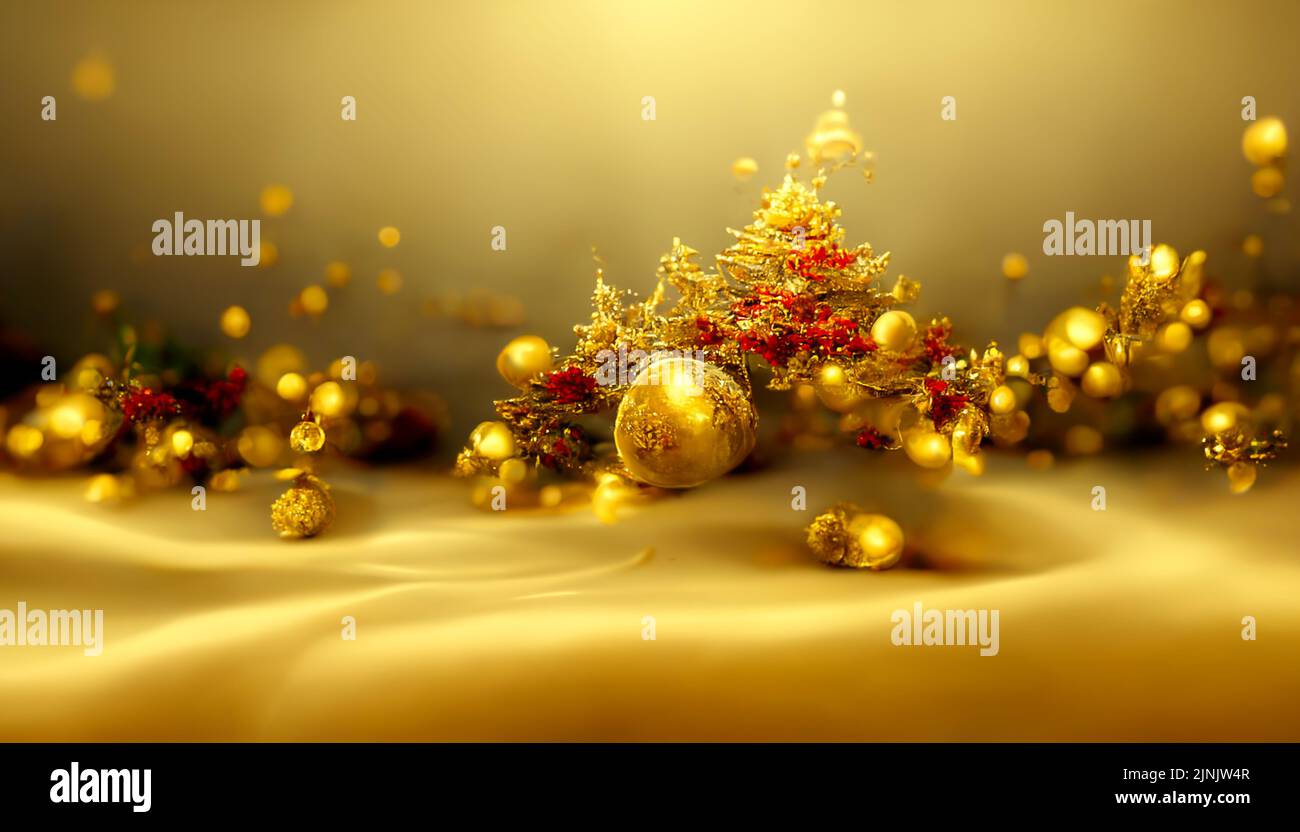 3D Render Golden Merry Christmas HD Wallpaper with bokeh defocused ...