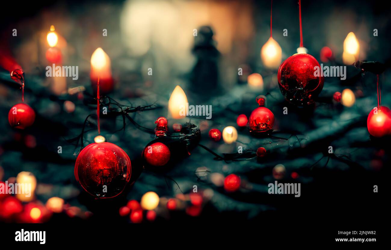 3D Render Merry Christmas HD Wallpaper. Dark vintage lights ...