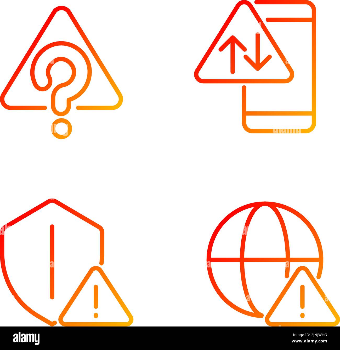 Internet connection issues pixel perfect gradient linear vector icons set Stock Vector