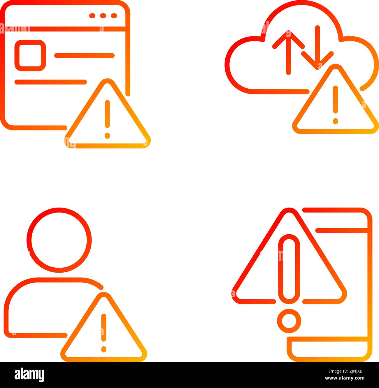 Website access denied pixel perfect gradient linear vector icons set Stock Vector