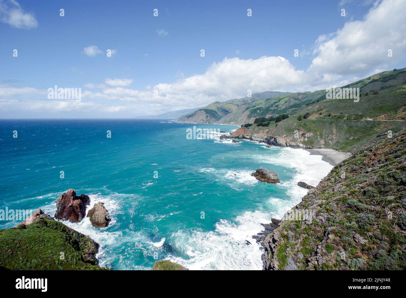 View of californian coast with blue sky Stock Photo