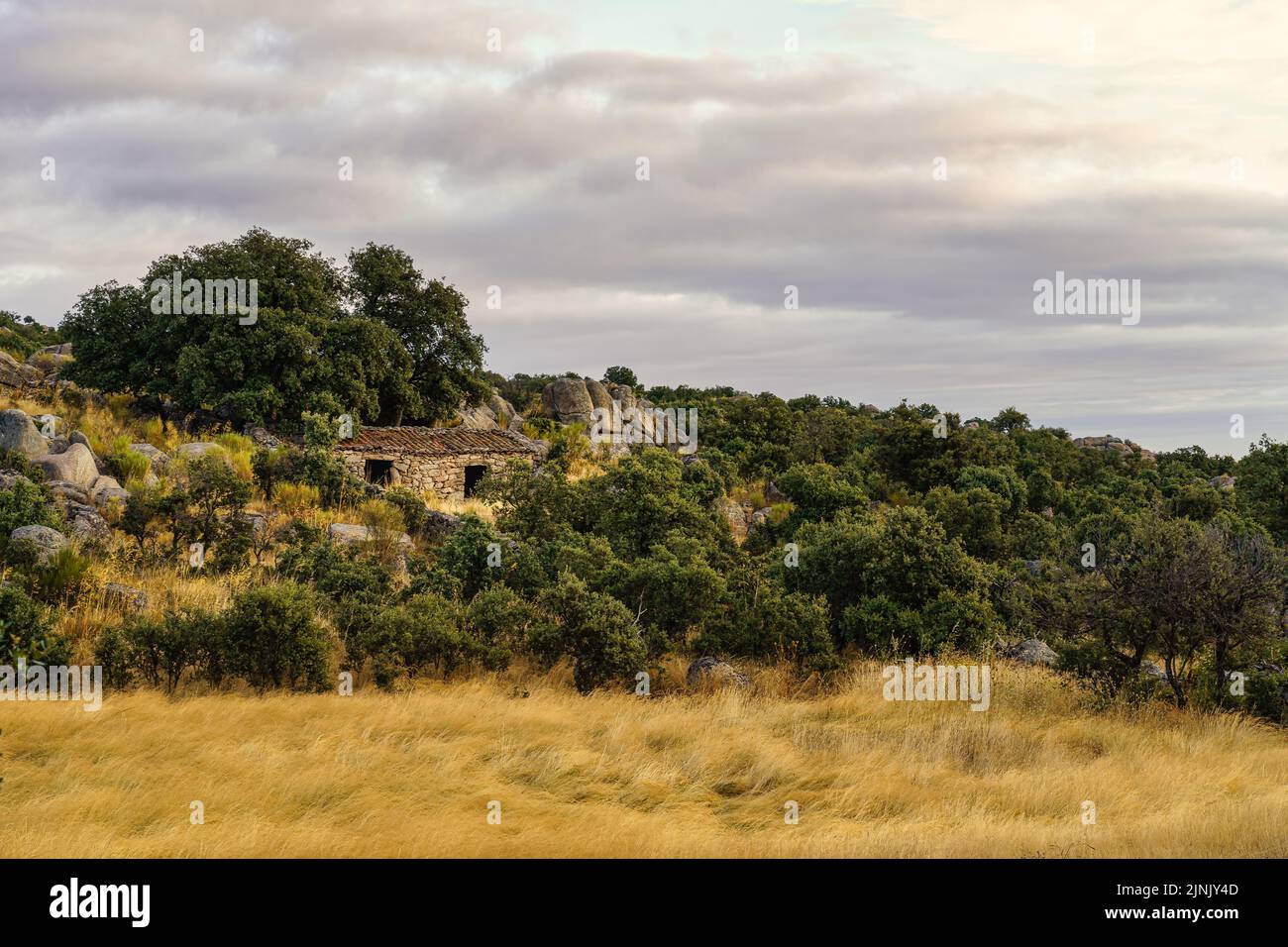 Small refuge house in the Mediterranean countryside. Stock Photo
