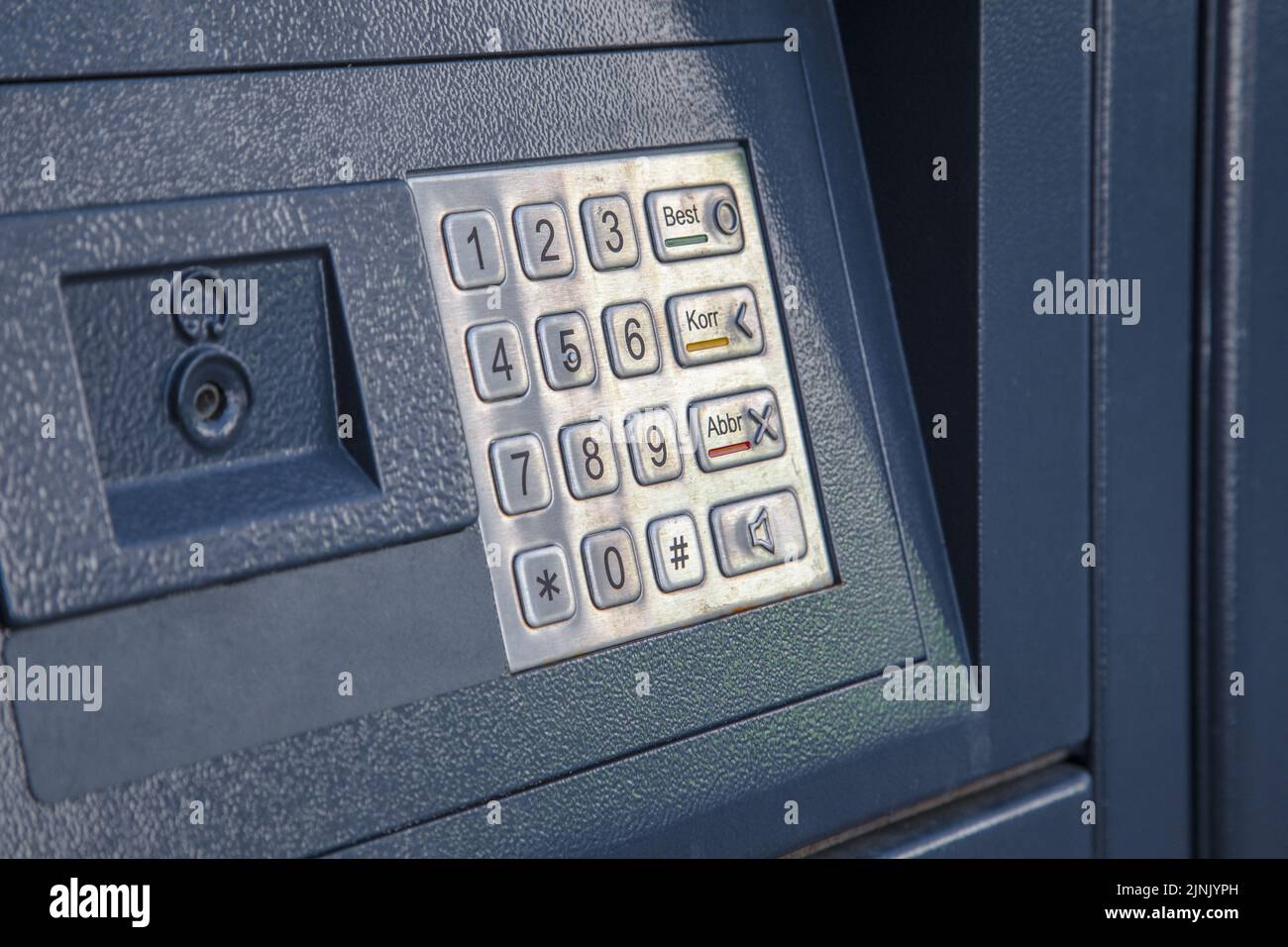A touchscreen and keypad with numbers at parcel station Stock Photo Alamy
