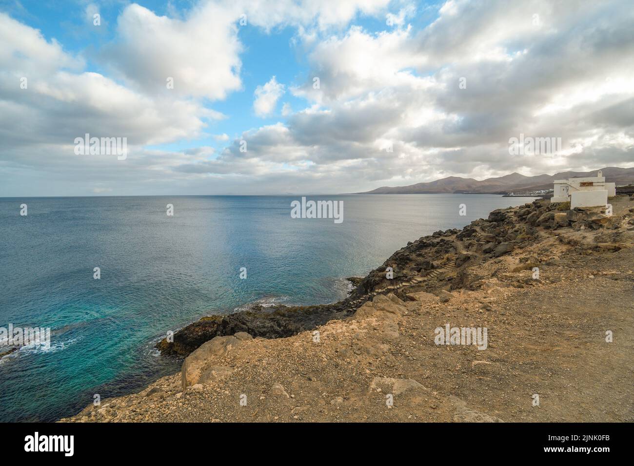 View of the Ajaches from Puerto del Carmen in Lanzarote Stock Photo