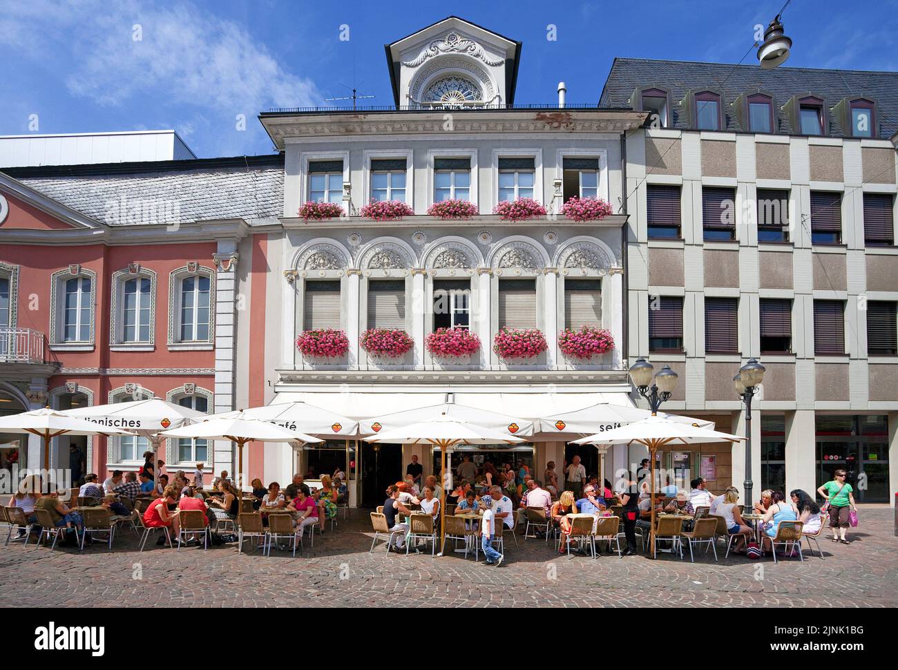 Italien ice cream shop at the pedestrian area, Trier, Rhineland