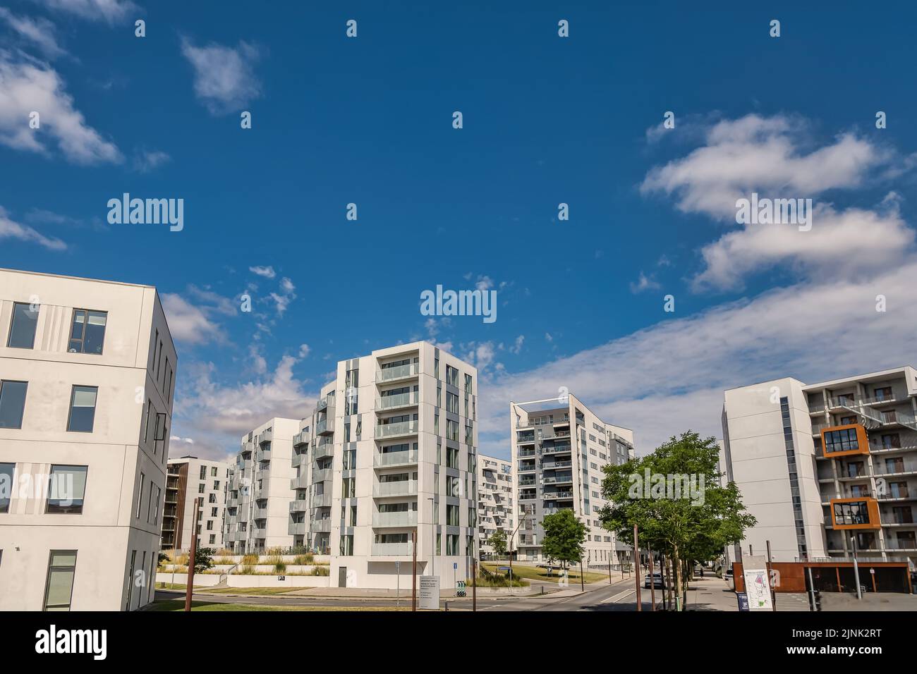 Reconstructed modernized homes in Odense old harbor, Denmark Stock
