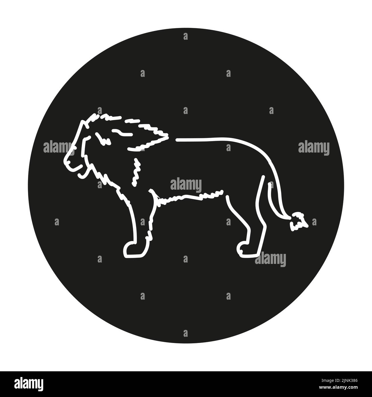 Lion color line illustration. Animals of Africa Stock Vector Image