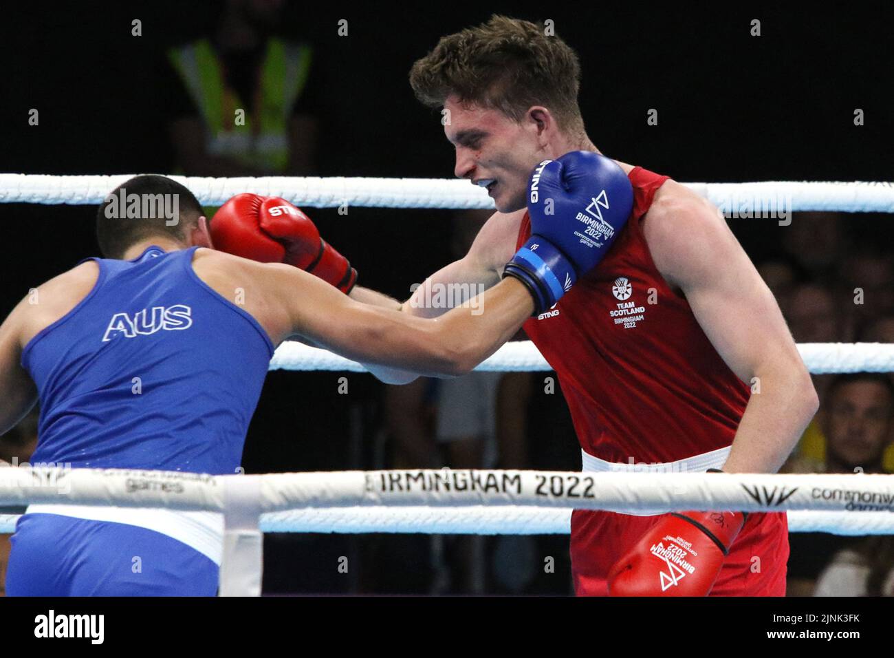Sam HICKEY of Scotland (Red) v Callum PETERS of Australia (Blue) in the Men’s Over 71kg75kg