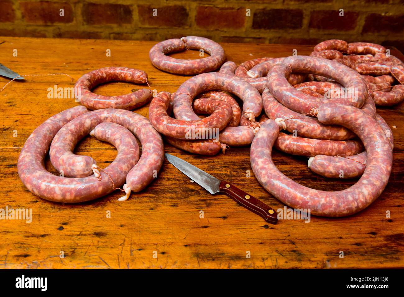 Homemade sausages, traditional PIG BUTCHER , La Pampa Province