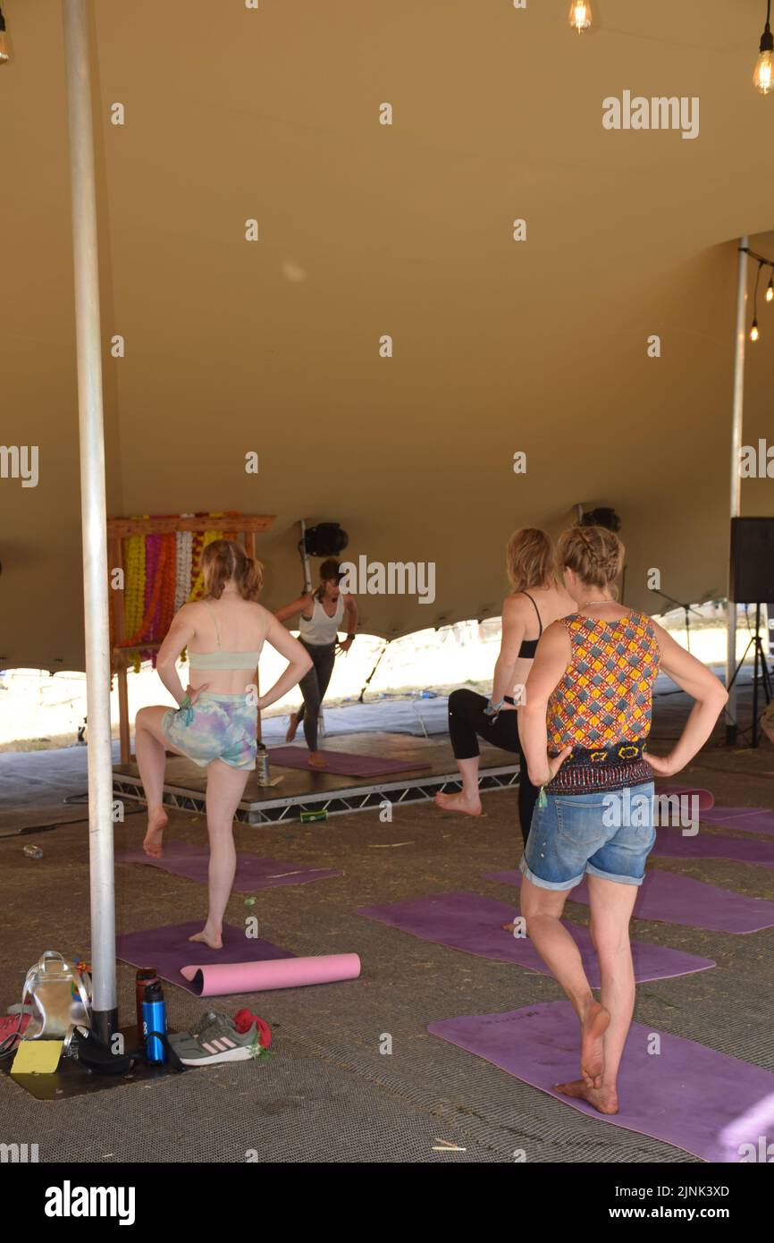 Latitude Festival July 2022, Henham Park, Suffolk, UK. Yoga class in