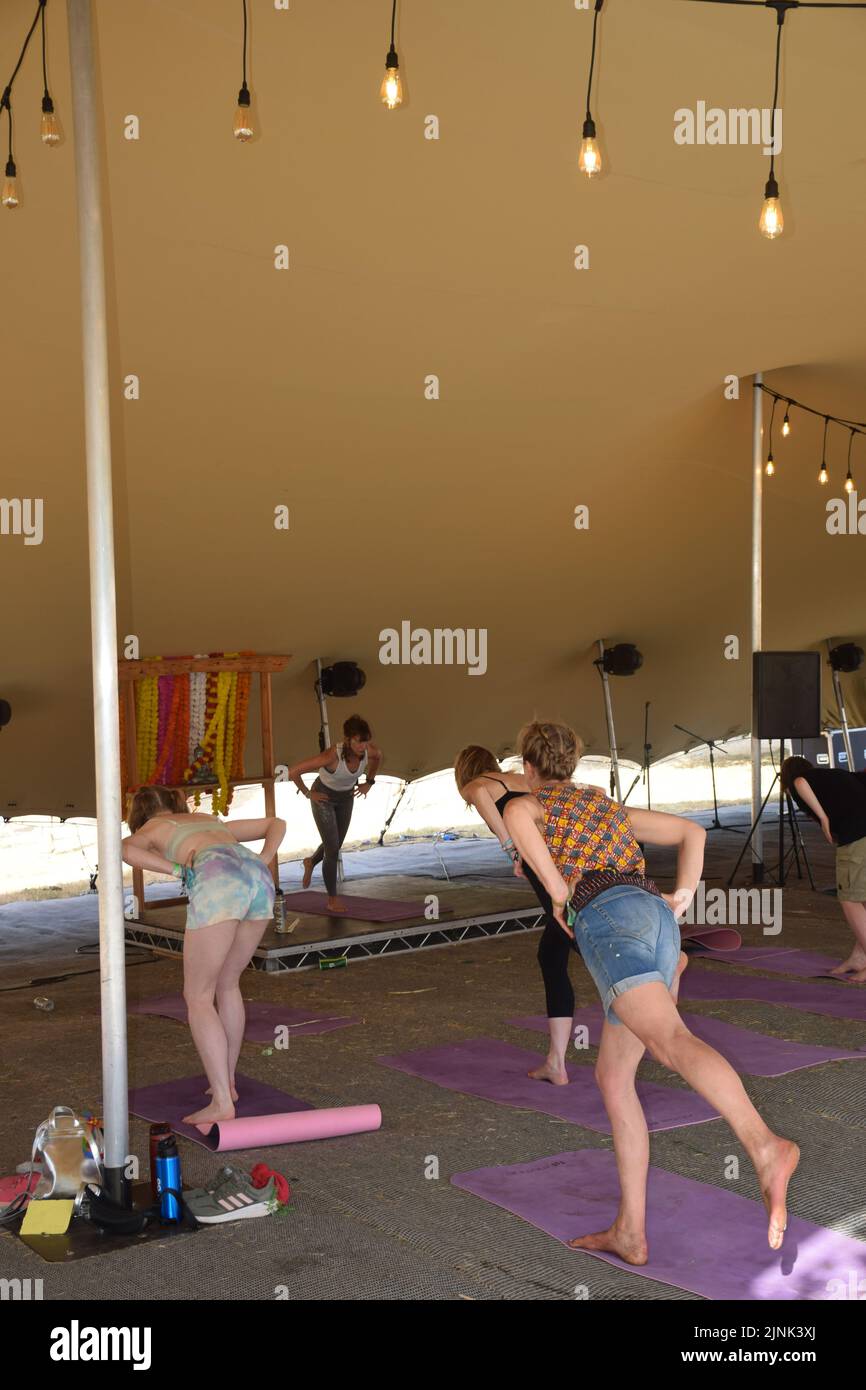 Latitude Festival July 2022, Henham Park, Suffolk, UK. Yoga class in