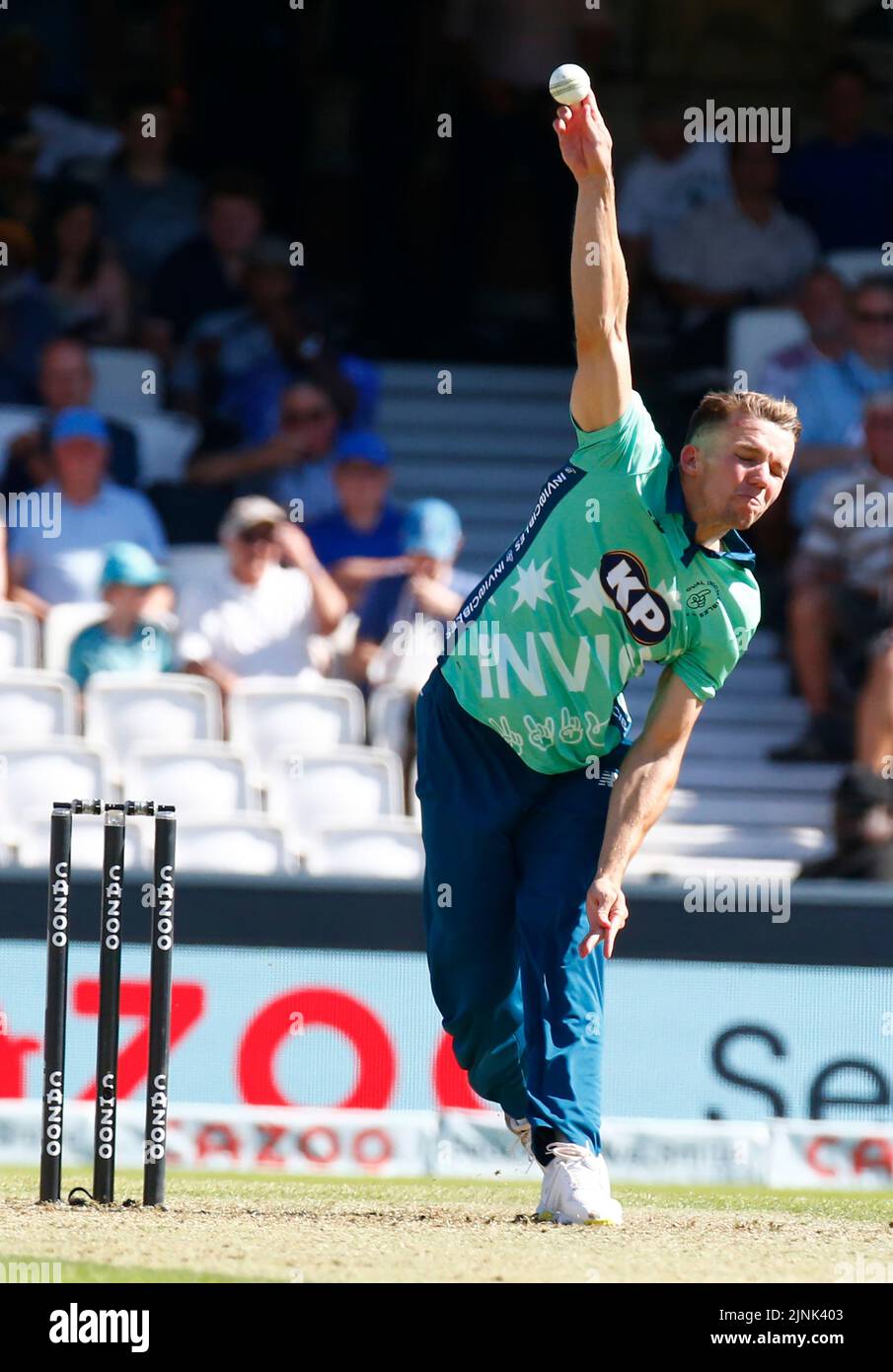 LONDON ENGLAND - AUGUST  11 : Matthew Milnes of Oval Invincibles during The Hundred Men match between Oval Invincible's against Northern Supercharges Stock Photo