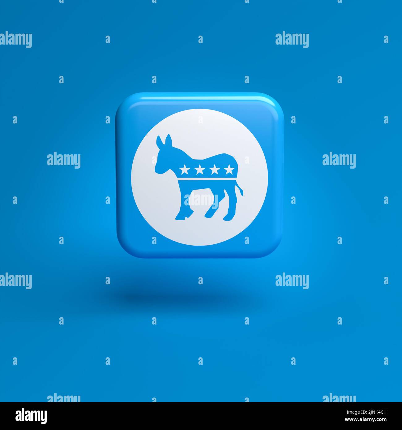 Logo of the US Democratic party on a tile hovering over a seamless red background Stock Photo